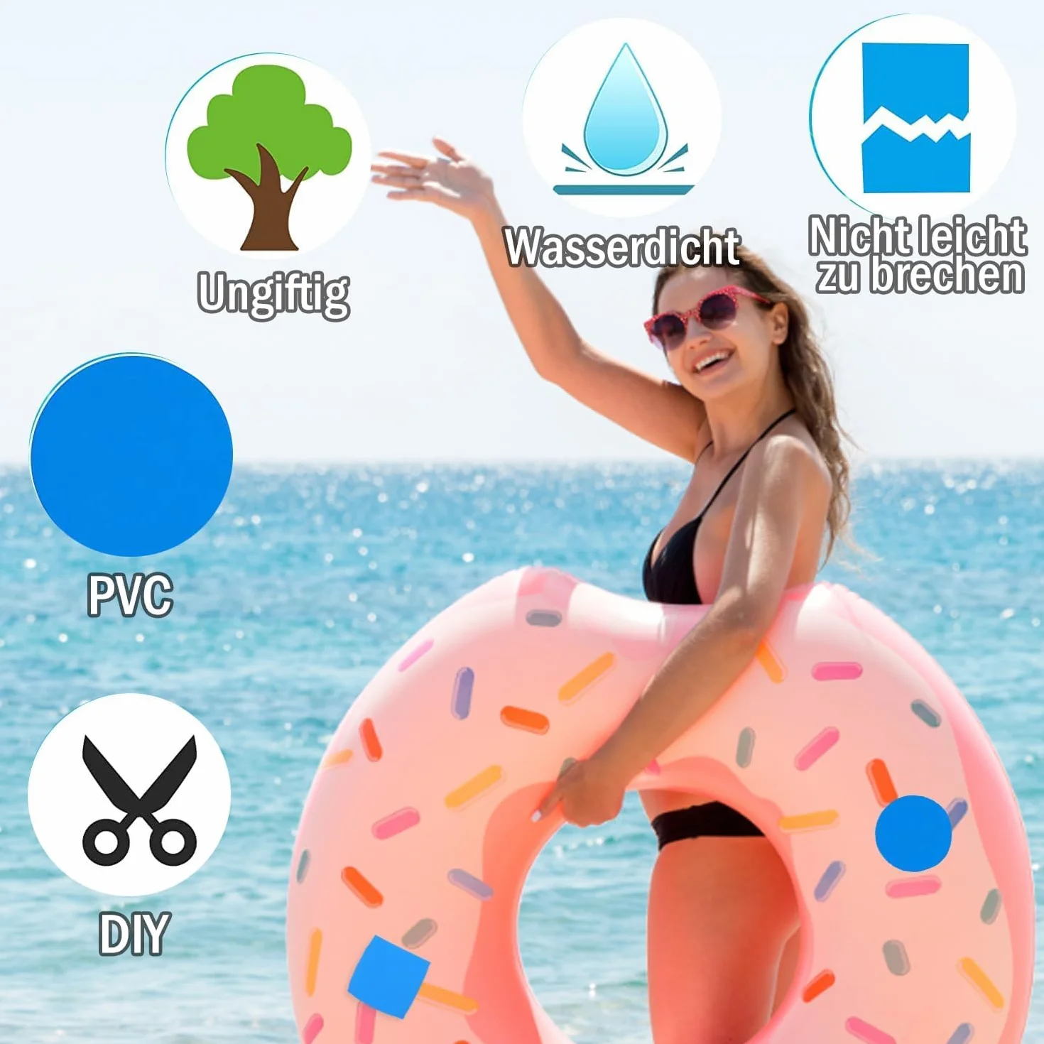 Kit de parches para piscina autoadhesivos subacuáticos, PVC, 20 piezas