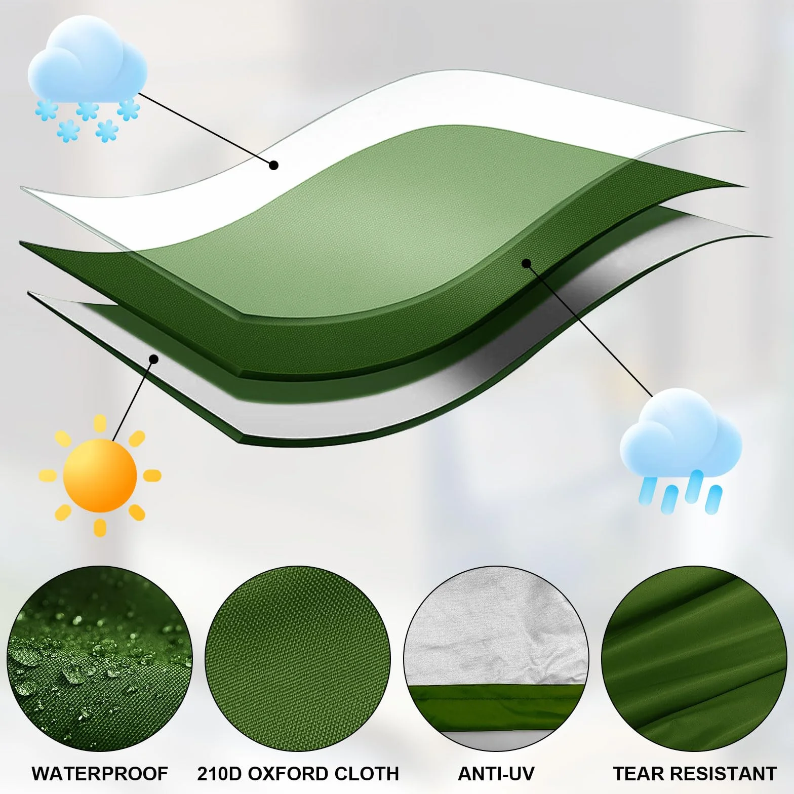 Funda cubre depósito 1000L IBC 120x100x116cm impermeable verde protección UV