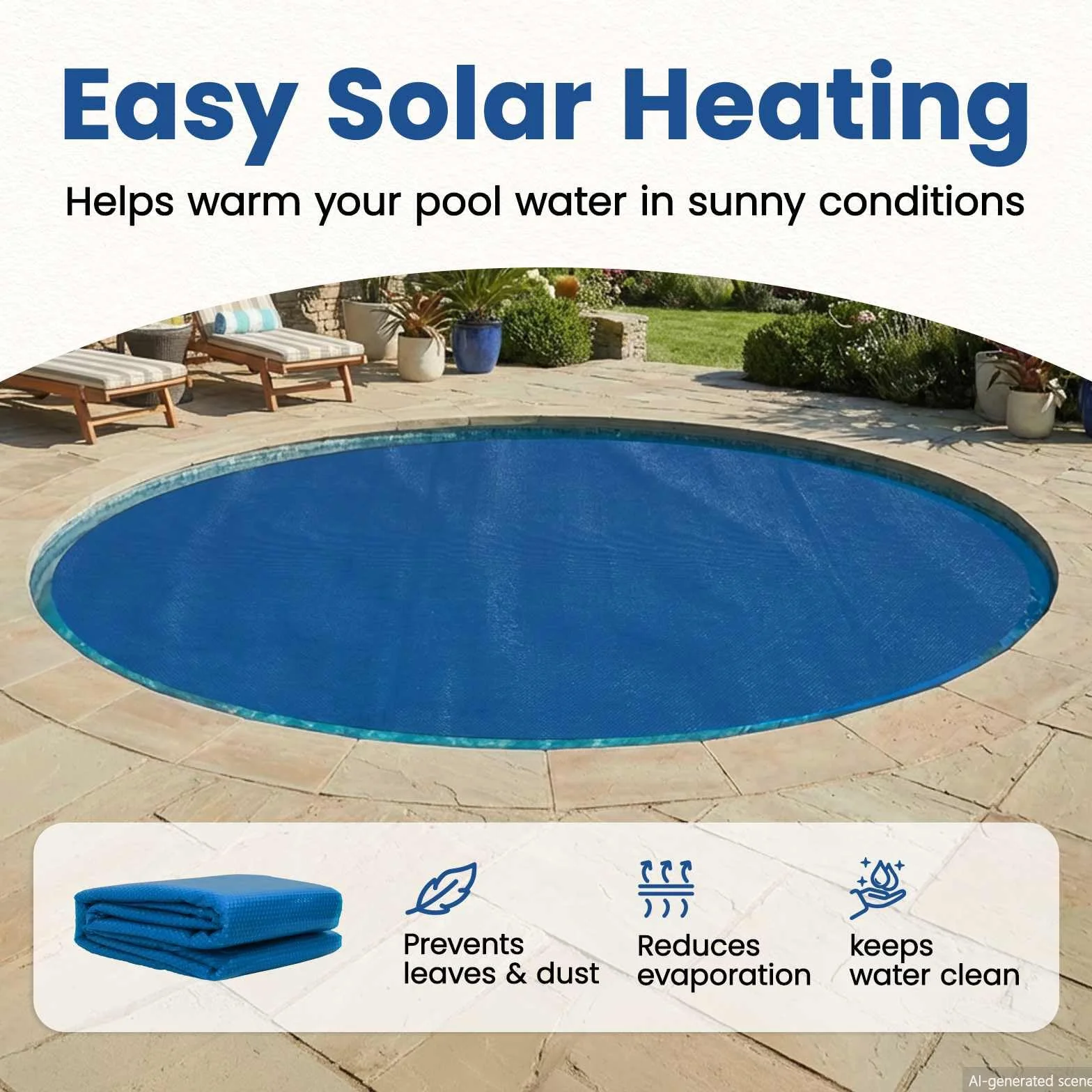 vidaXL Cobertor Solar para Piscina Ø 455 cm 200 μm, Cubierta Redonda de Polietileno