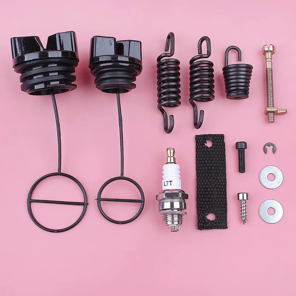 Juego de resortes de choque AV for P 350 351, tapa de tanque de combustible, ajustador de cadena, tensor, bujía, motosierra, repuesto de repuesto