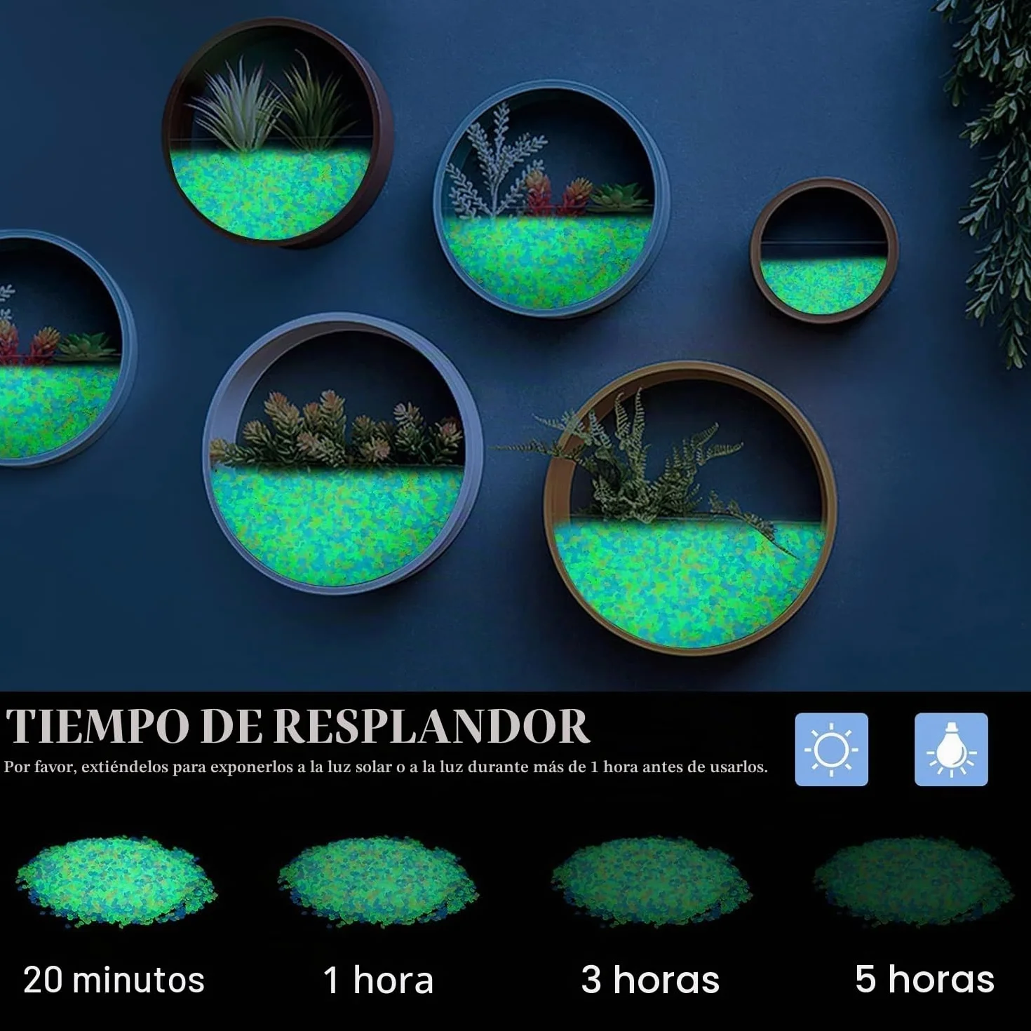 Piedras Luminosas para Macetas 6000 Piezas Decorativas Jardín Exterior