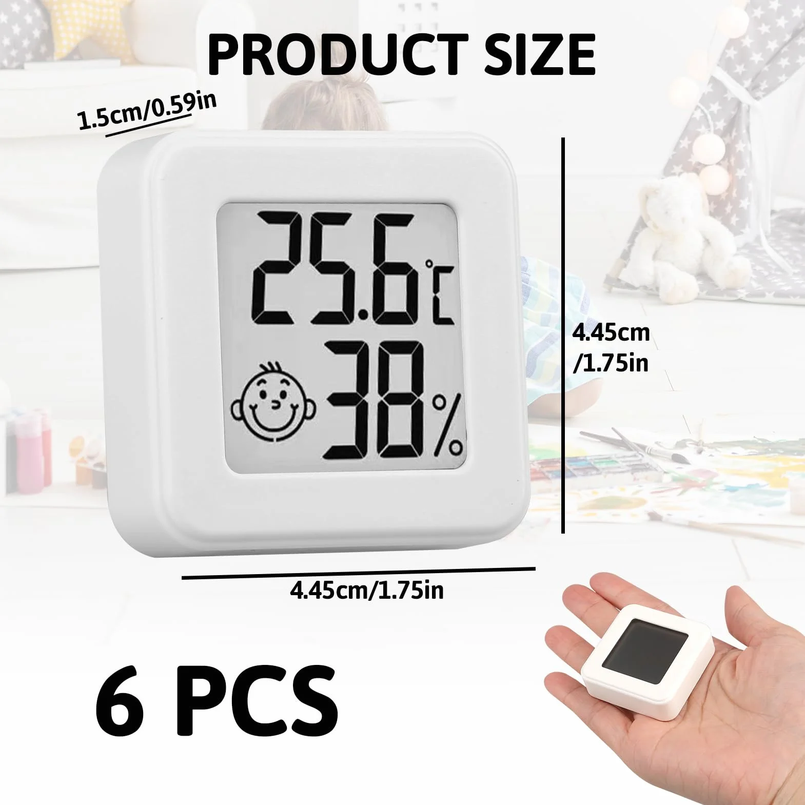 Higrómetro Termómetro Digital Interior 6 Piezas, Medidor de Temperatura y Humedad con Pantalla LED