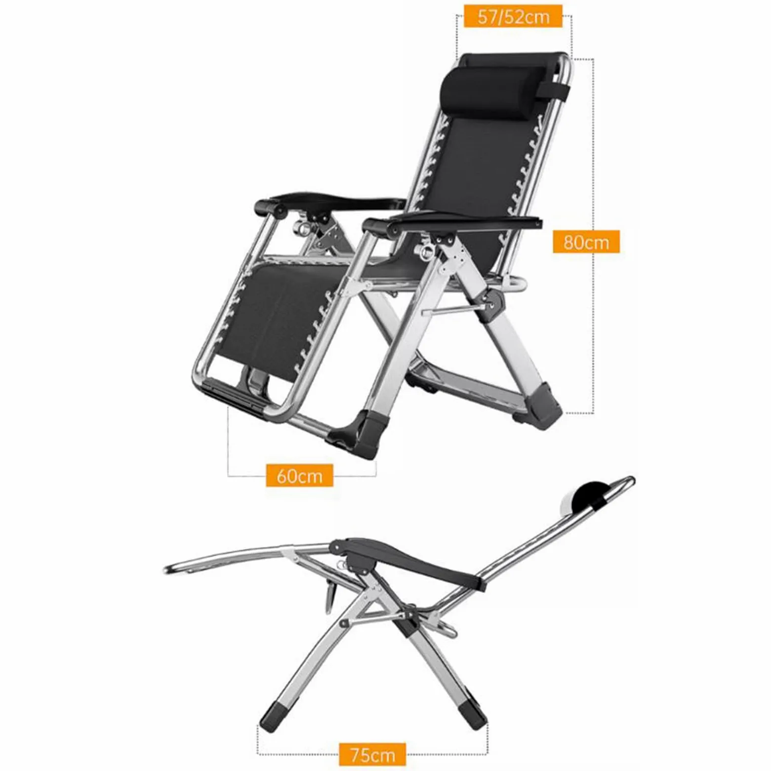 Sillón reclinable de Gravedad Cero, sillón de Siesta para balcón, Oficina, tumbonas de jardín, sillón reclinable de aleación de Aluminio con Almohadilla de algodón, Silla de Playa para exter