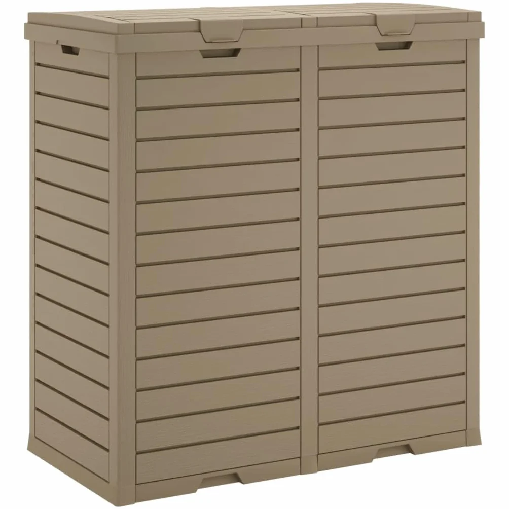 Cobertizo para Cubo de Basura PP 78 x 41 x 86 cm para 2 Contenedores Exterior Marrón Claro