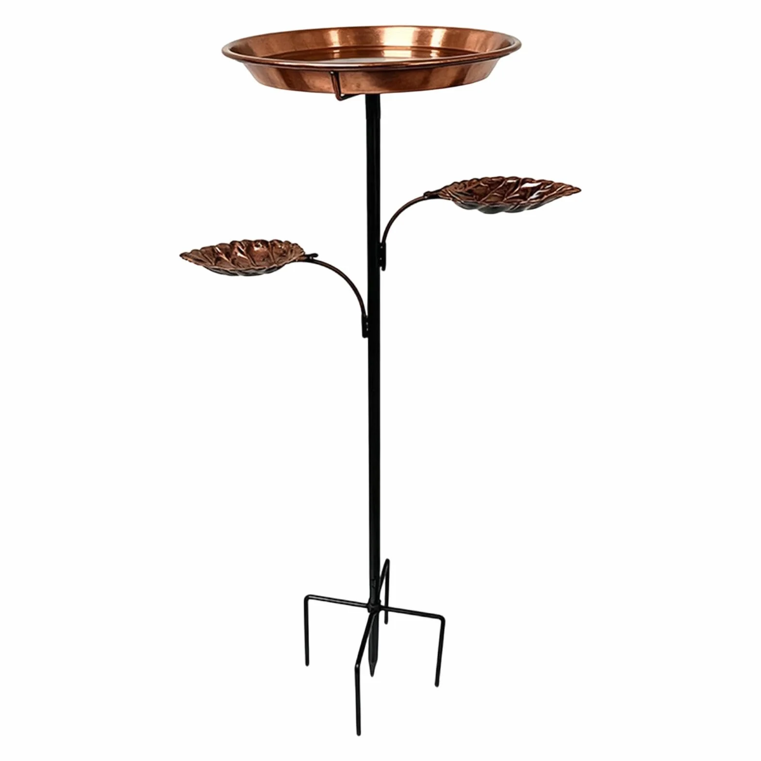 Fenteer Bebedero para pájaros de exterior, comedero metálico, resistente y estable, multifuncional, ideal para decorar el jardín. Incluye estaca de 5 puntas
