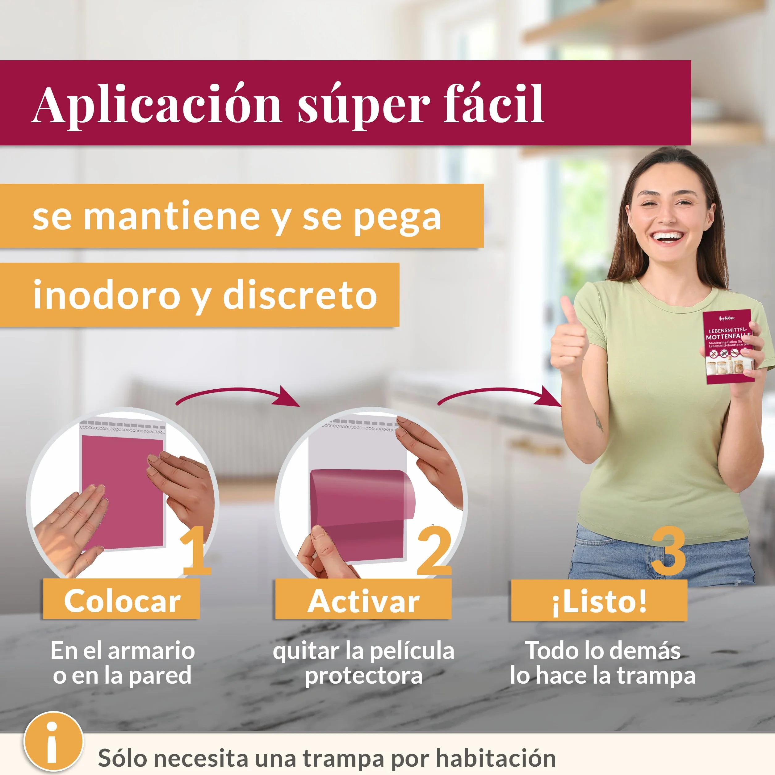 Hey Nature trampa para polillas de los alimentos, 12 piezas, sin insecticidas, atracción máxima