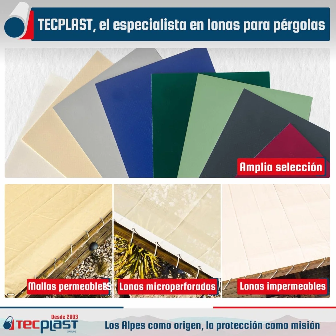 TECPLAST Malla Pérgola 4x4 m Beige Arena FP320PR Malla de Sombreo Permeable