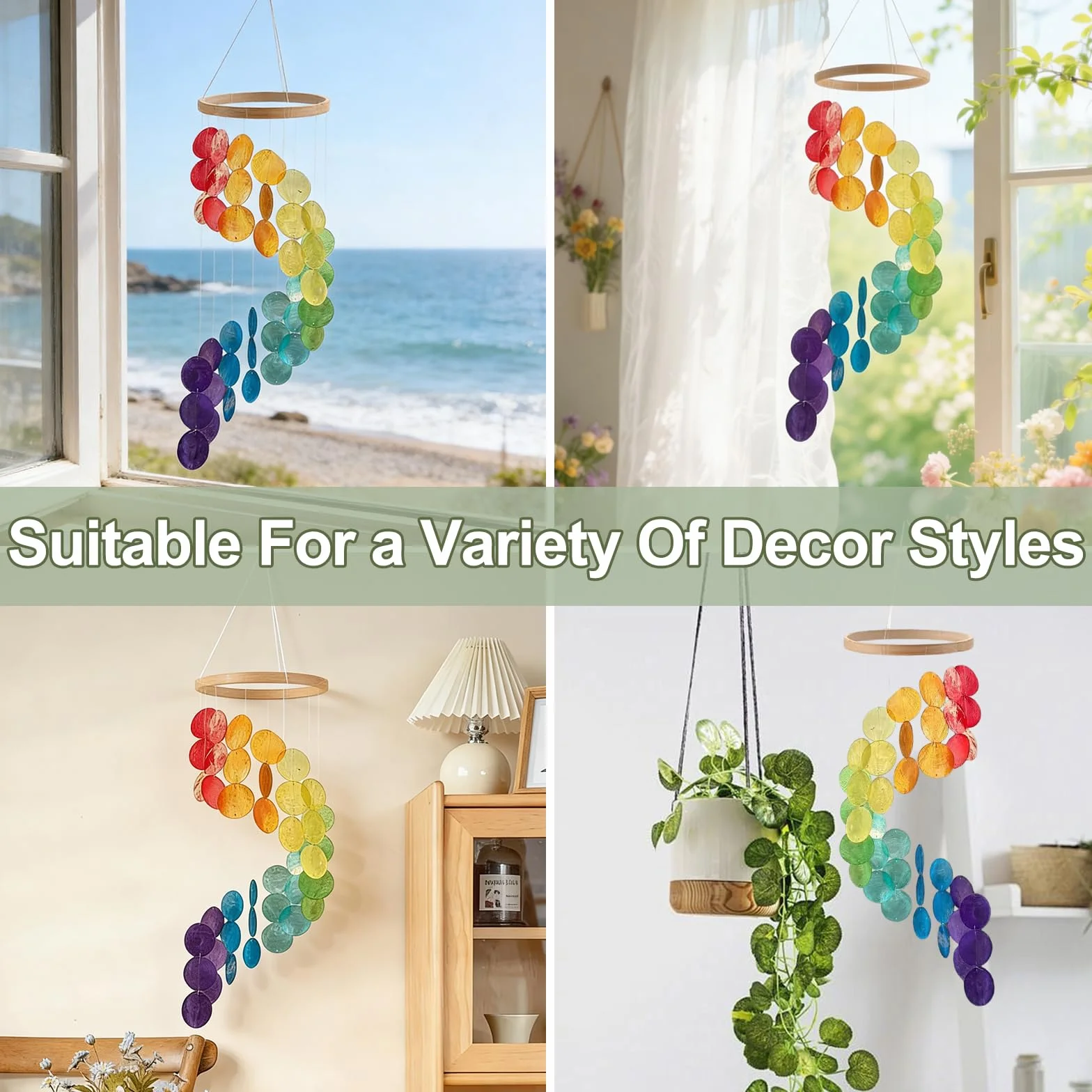 Wind Chimes Campanas De Viento Decoracion Jardin Exterior Conchas para Ventanas Paredes Patio