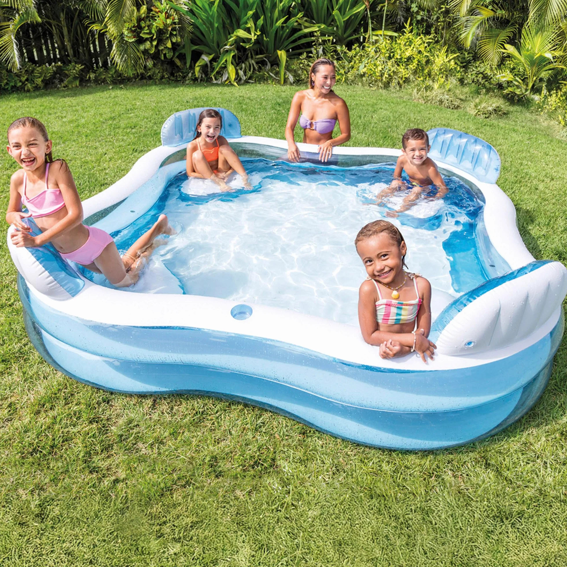 Intex Piscina Hinchable Familiar 229x229x66 cm 990 litros Vinilo Resistente con Asientos