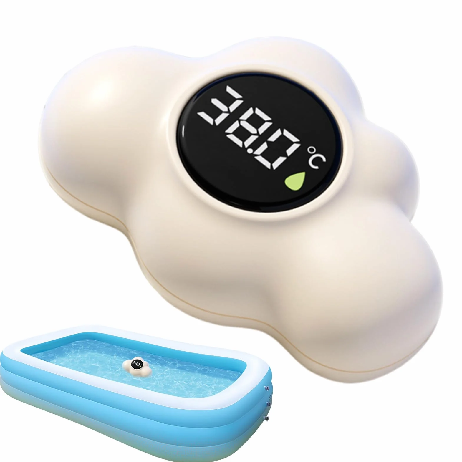 Termómetro de Baño Impermeable 16x29x14cm Sensor Flotante LED Pantalla