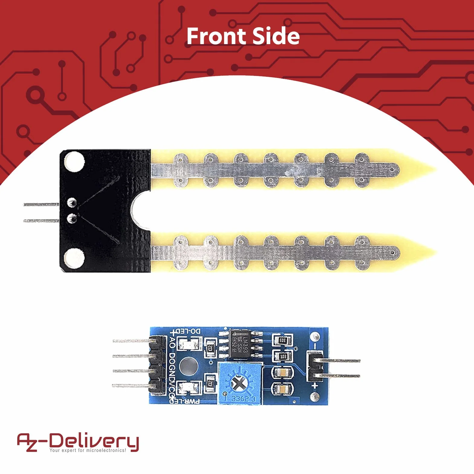 AZDelivery Sensor de Humedad del Suelo Higrómetro Módulo compatible con Arduino