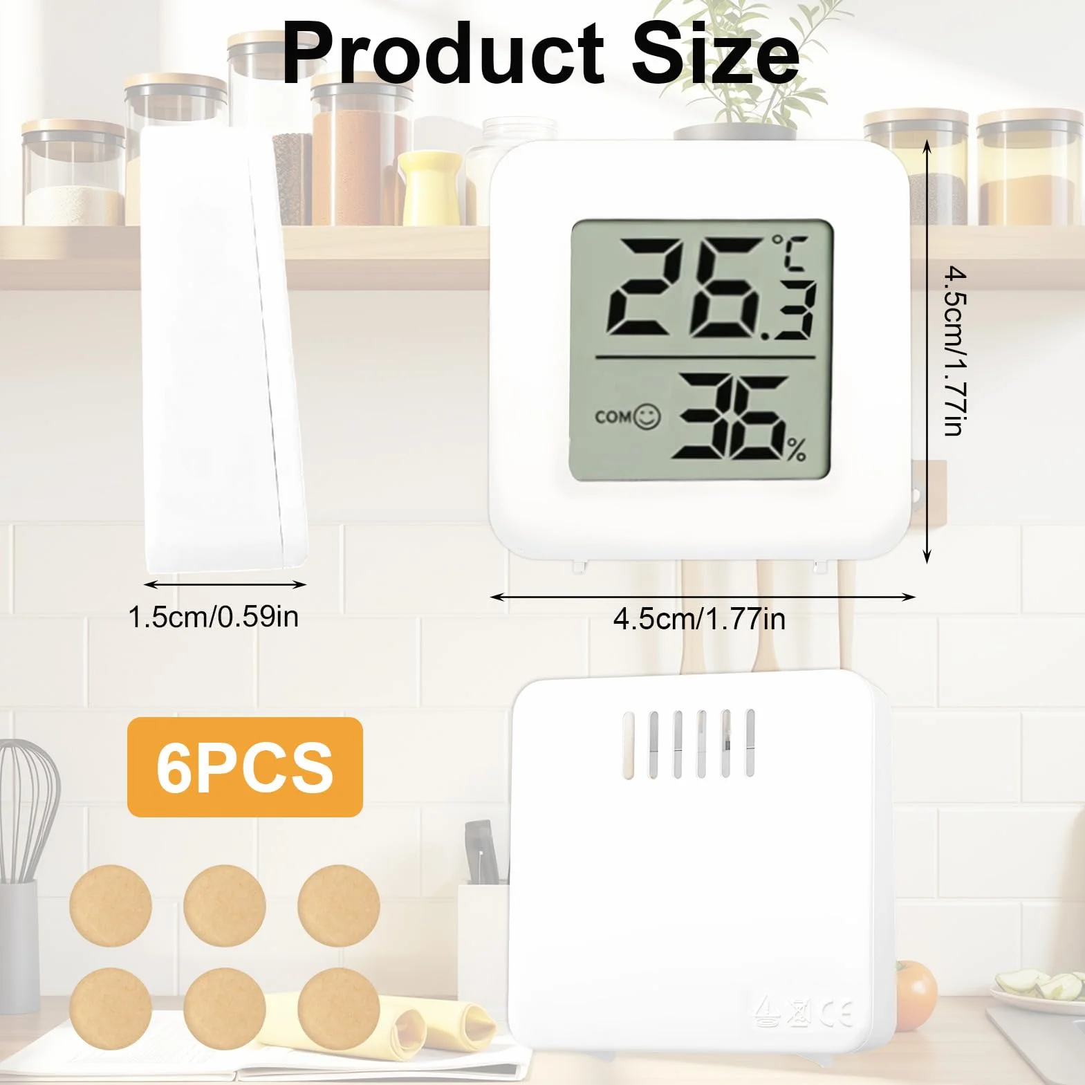 Termometro Digital Higrometro 6 Piezas Pantalla LCD Medidor Temperatura Humedad Hogar