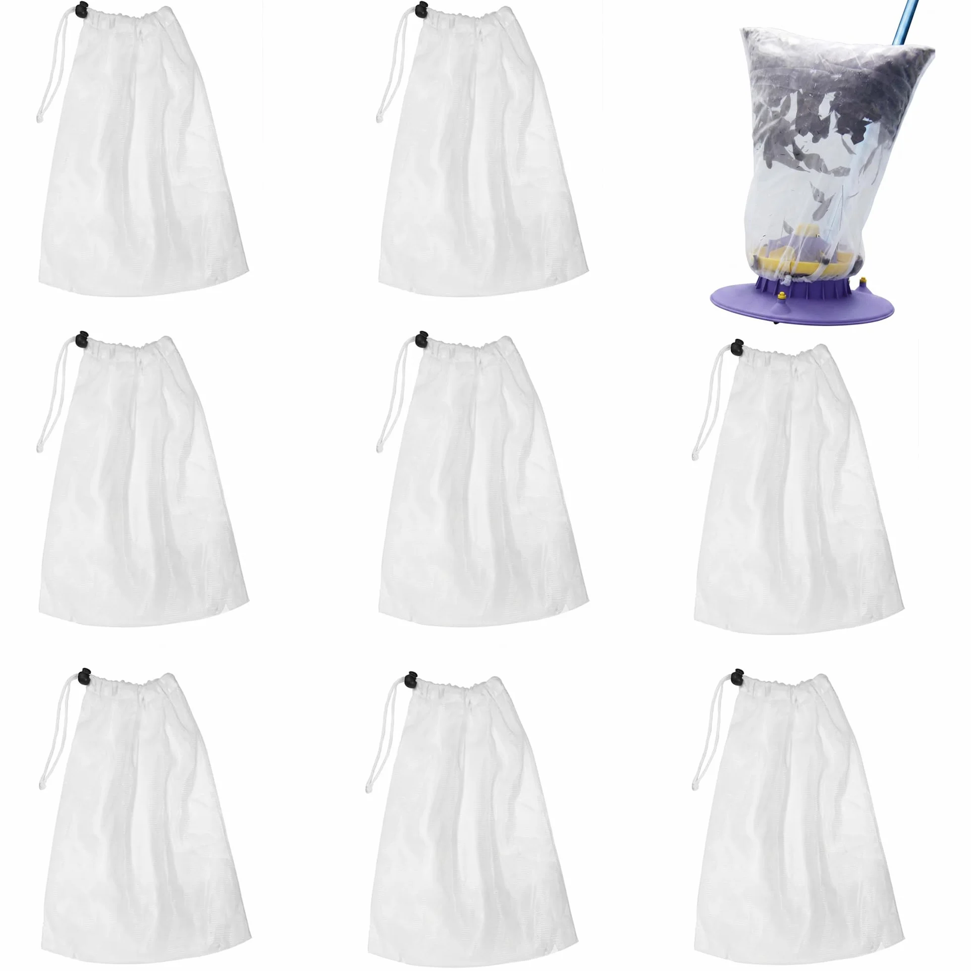 8 bolsas colectoras de repuesto para aspiradora de piscina, malla fina 32 x 22 cm, cordón