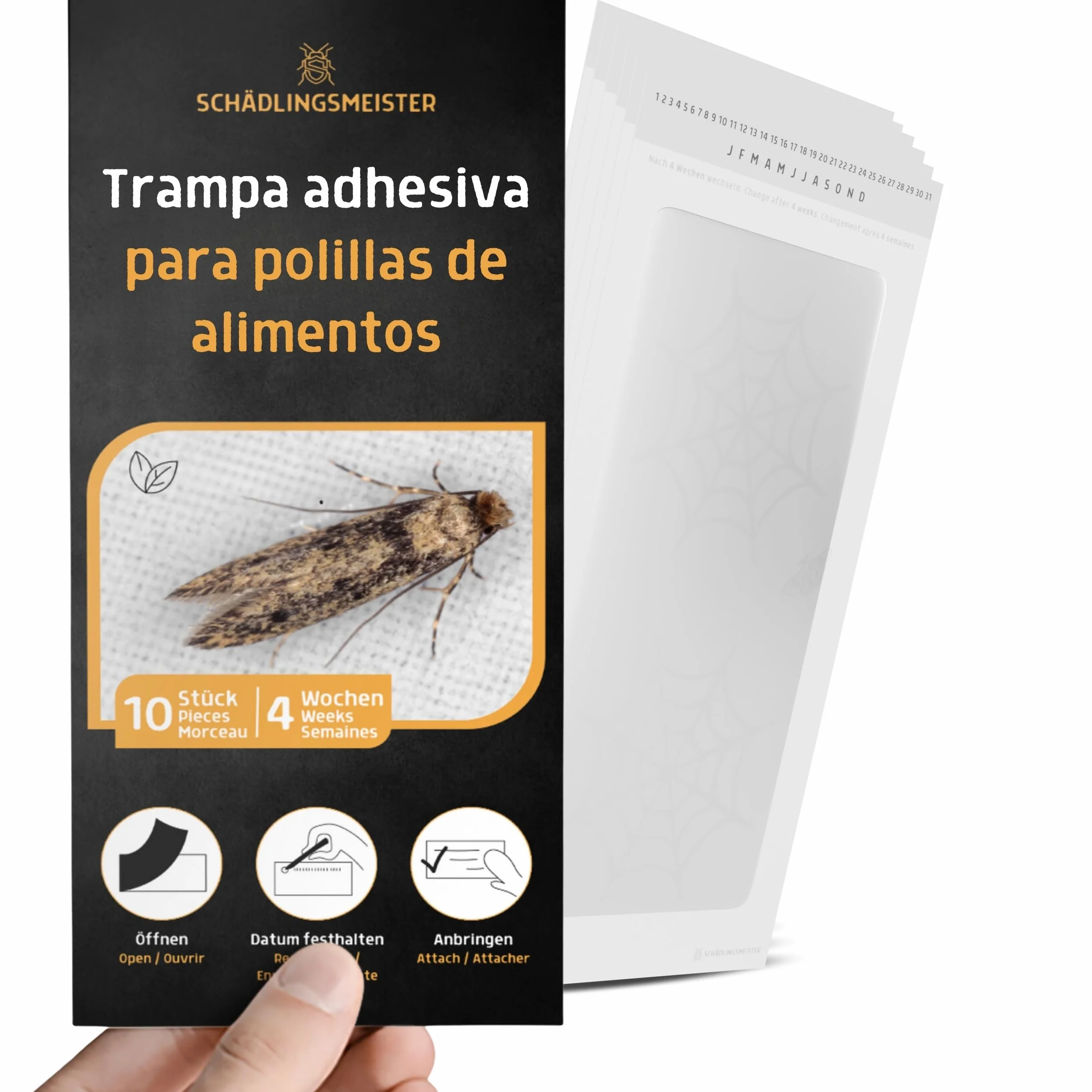 Trampa de polillas de alimentos 10 unidades Set ahorro Tiras adhesivas Papel antipolillas