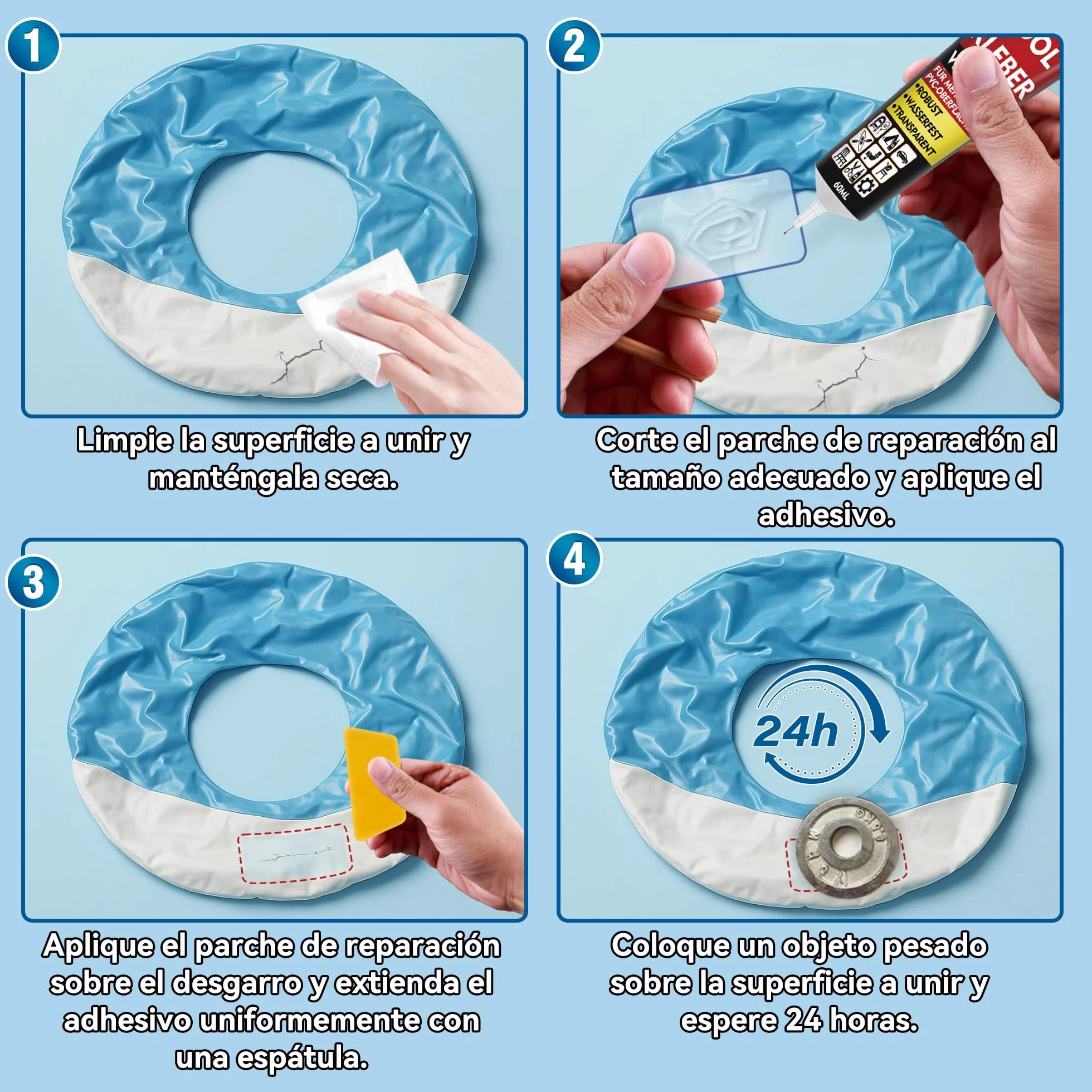 Pegamento para Piscinas Desmontables y Liners, Adhesivo PVC para Reparar Artículos Inflables