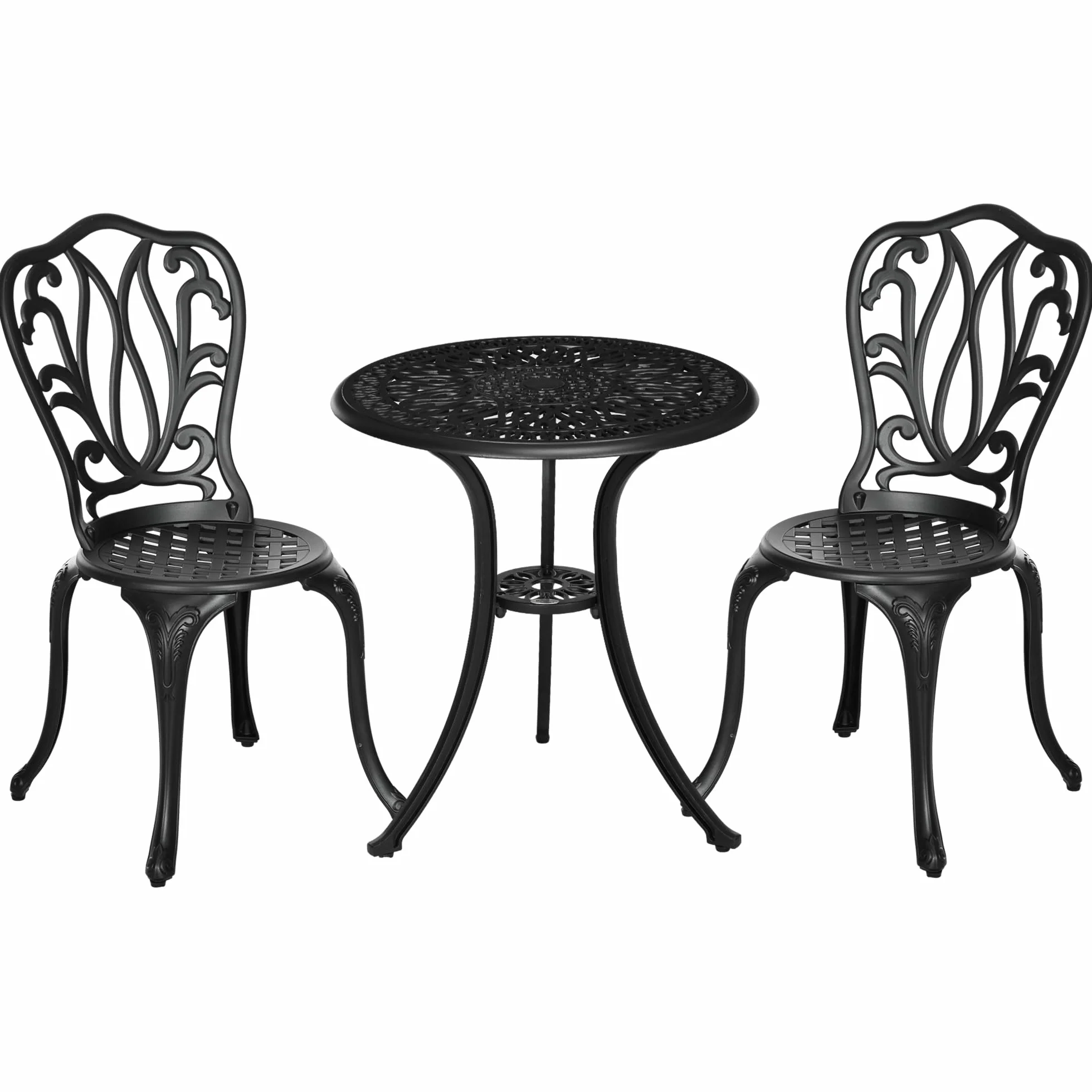Outsunny Conjunto de salón de jardín 2 plazas aluminio fundido negro