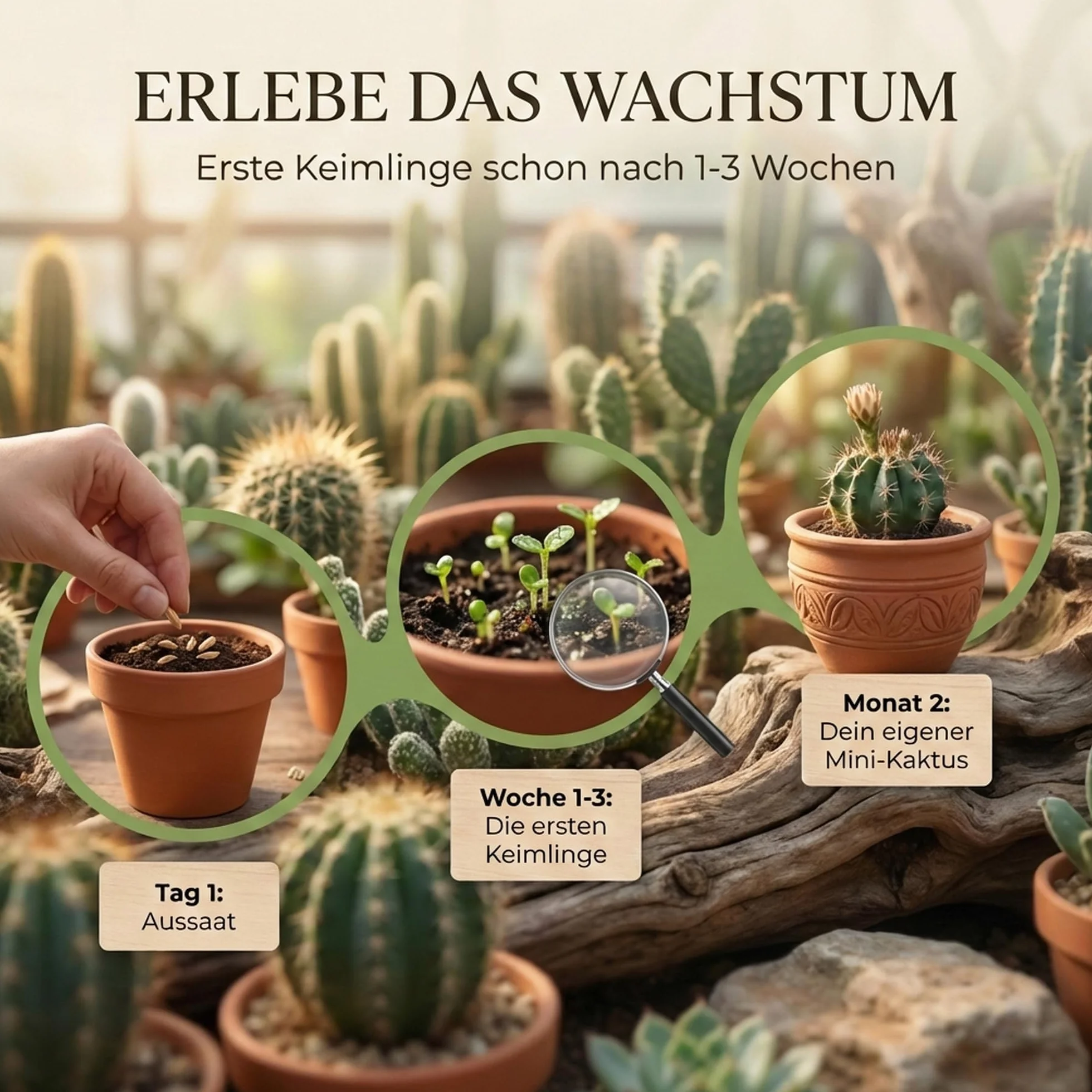 Semillas de cactus exóticas para floración - Set de 4 semillas suculentas