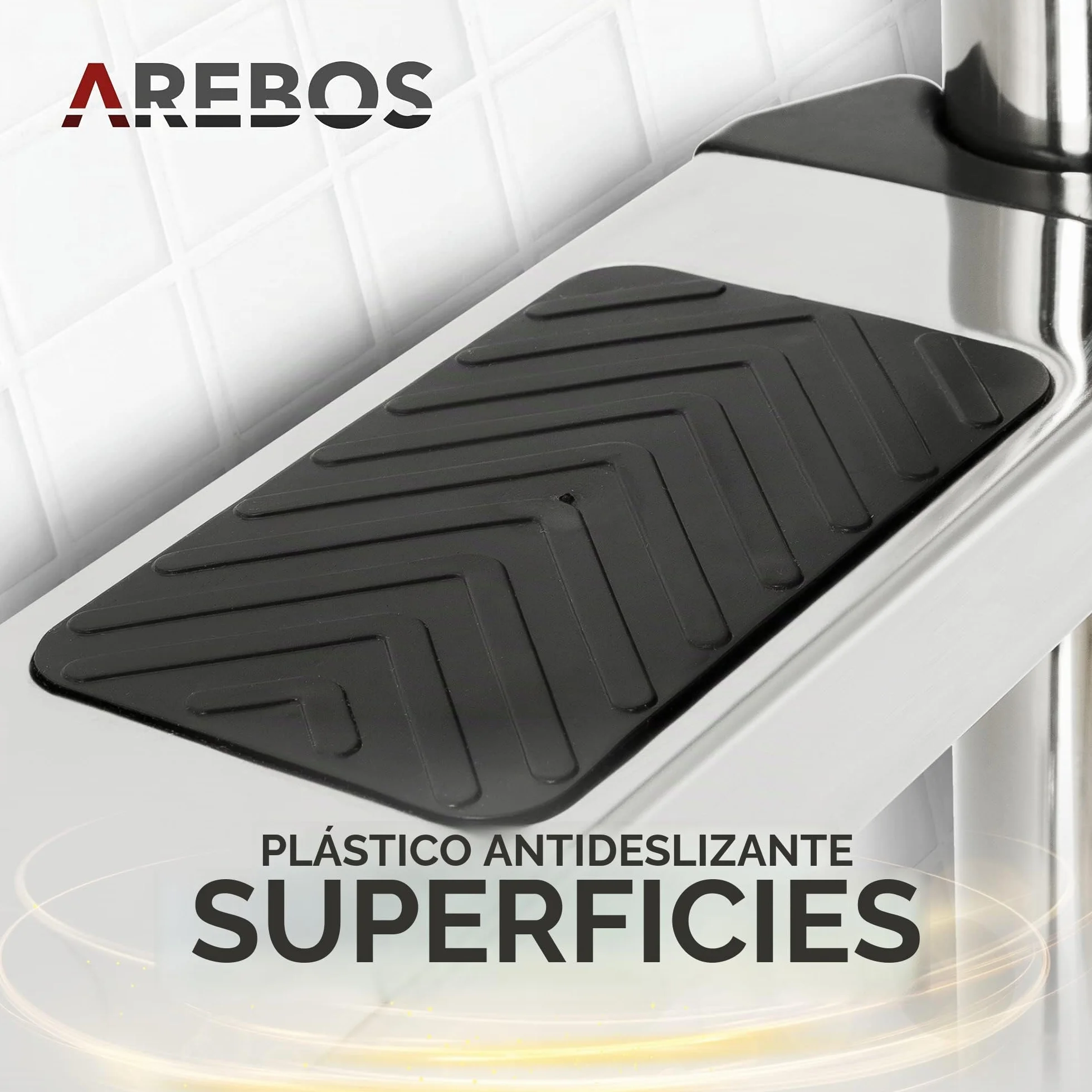 Arebos Escalera para Piscina Acero Inoxidable 4 Peldaños Antirutschpads