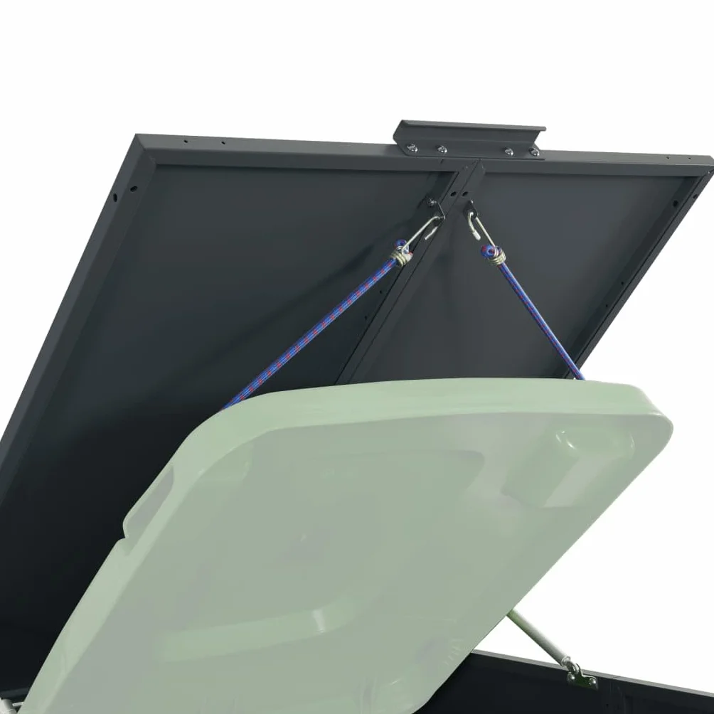 IKAYAA Cobertizo para Cubos de Basura Exterior 240L Gris Antracita 138x79x117 cm Metal para 2 Cubos con Tapa Resorte de Gas
