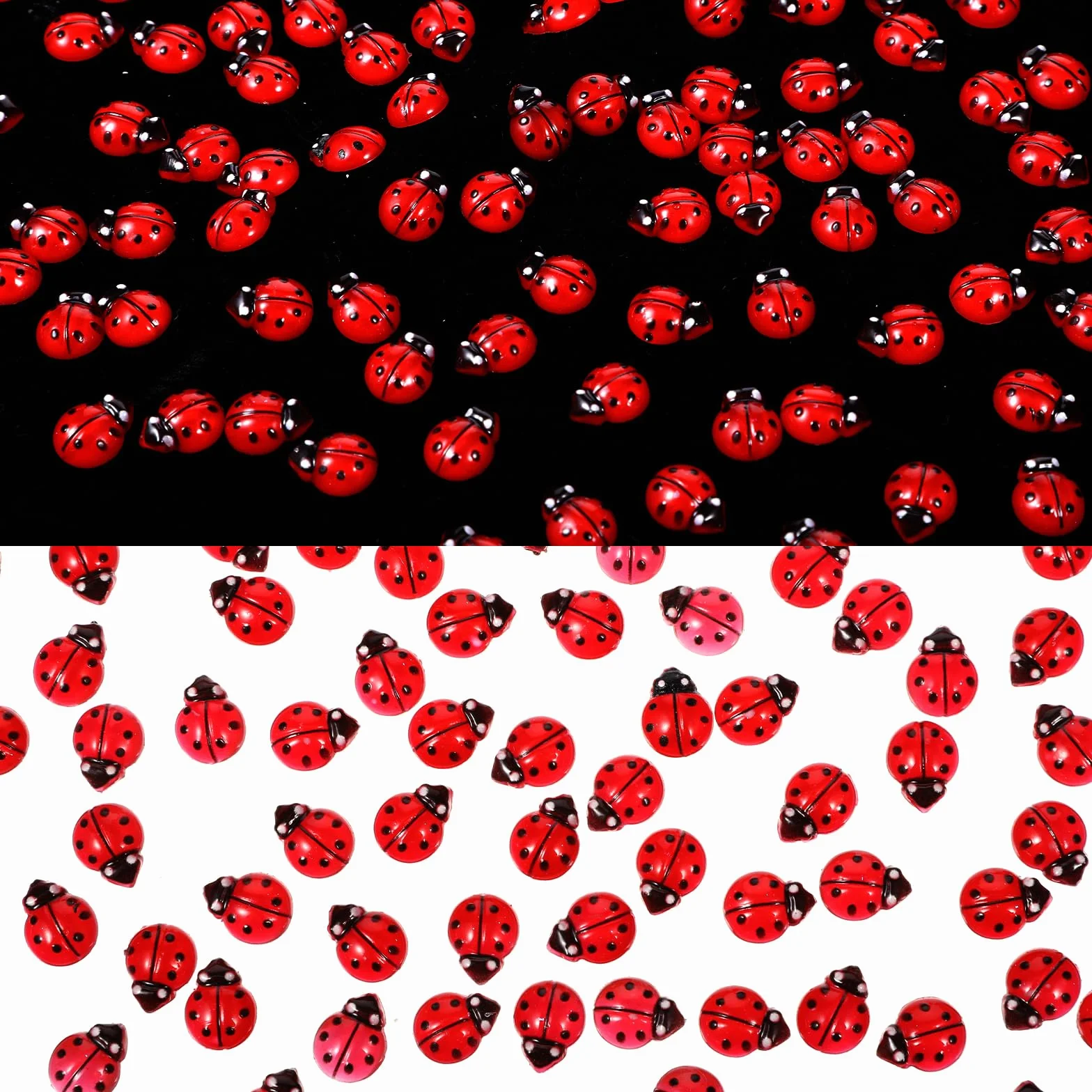 100 minifiguras decorativas de mariquitas, mini figuras de resina Ladybug Ladybug Luminosas Mariquitas Amuleto de la Suerte 3D Luminoso Decoración Jardín Figuras para Jardines de Hadas, Decoración de