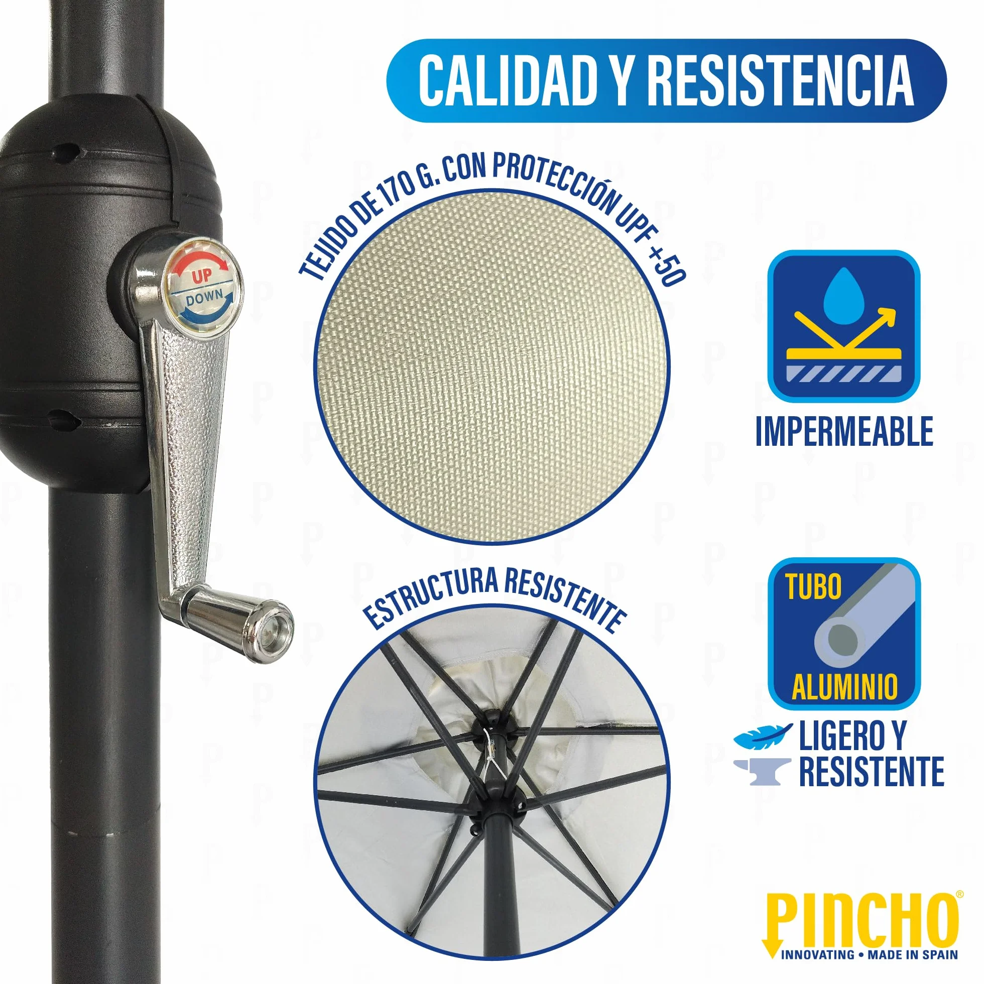 Sombrilla Terraza Exterior 300cm Aluminio Poliéster 170gr/m2 UV50+