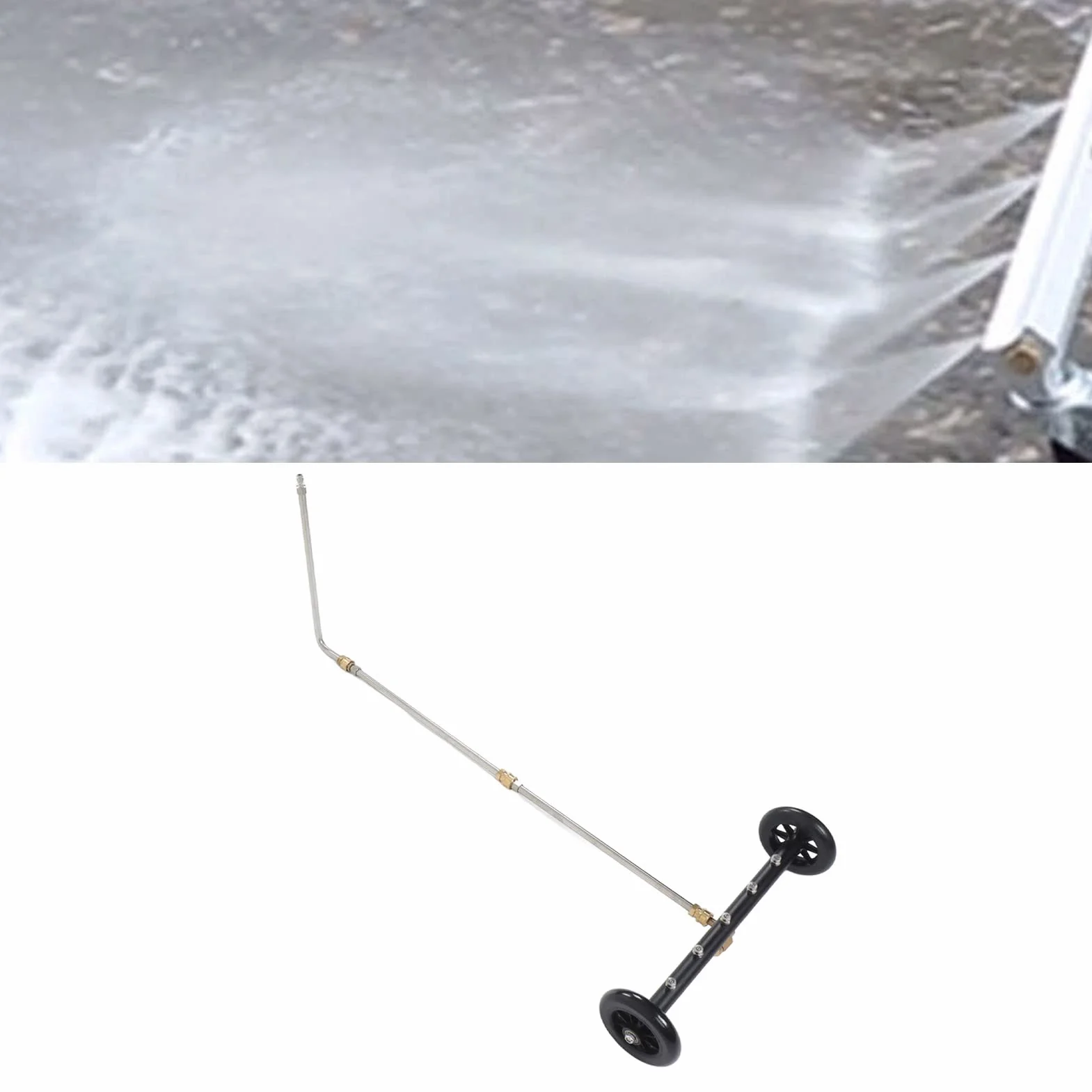 PUSOKEI Limpiador de Tren de Rodaje de 4000 PSI |Escoba de Agua Limpiadora de Superficies 2 en 1 con 3 Varillas de Extensión para el Patio del Balcón de los Bajos del Coche (5 Agujeros)