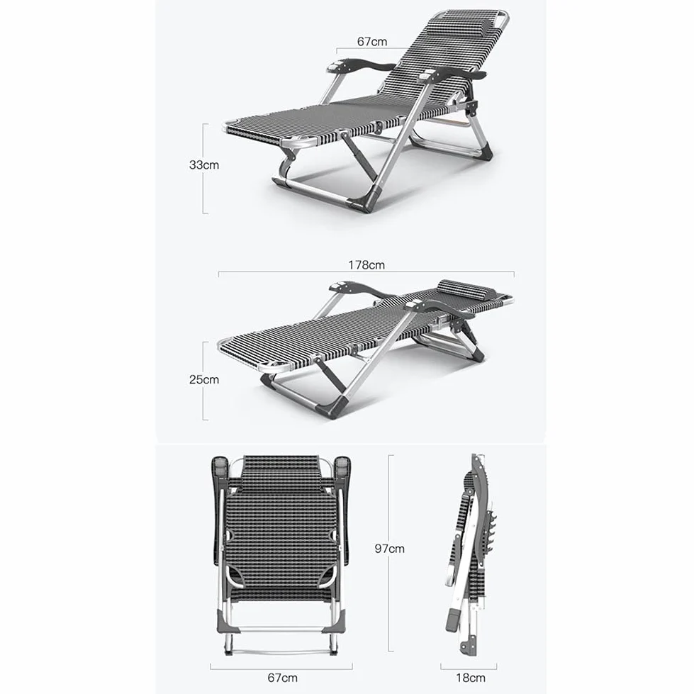 Sillón de Gravedad Cero Acolchado, Plegable, para Patio, para Exteriores, reclinable, con Almohadas y reposabrazos de Masaje para Piscina, Patio Trasero y Playa (Color: A)