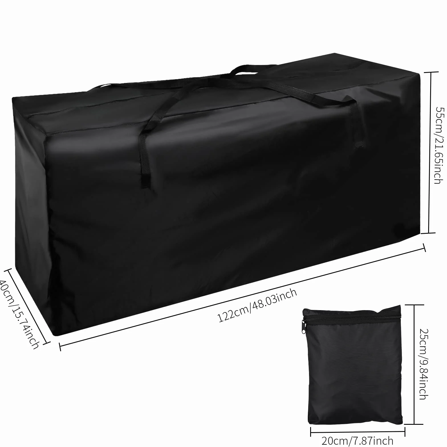 Funda Cojín para Muebles de Exterior Impermeable con Asas 122x40x55cm Negro