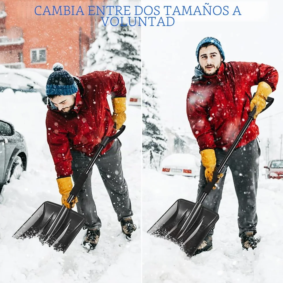 Carretilla Elevadora de Nieve 108 cm Desmontable 4 Piezas Pala Nieve Ajustable Portátil