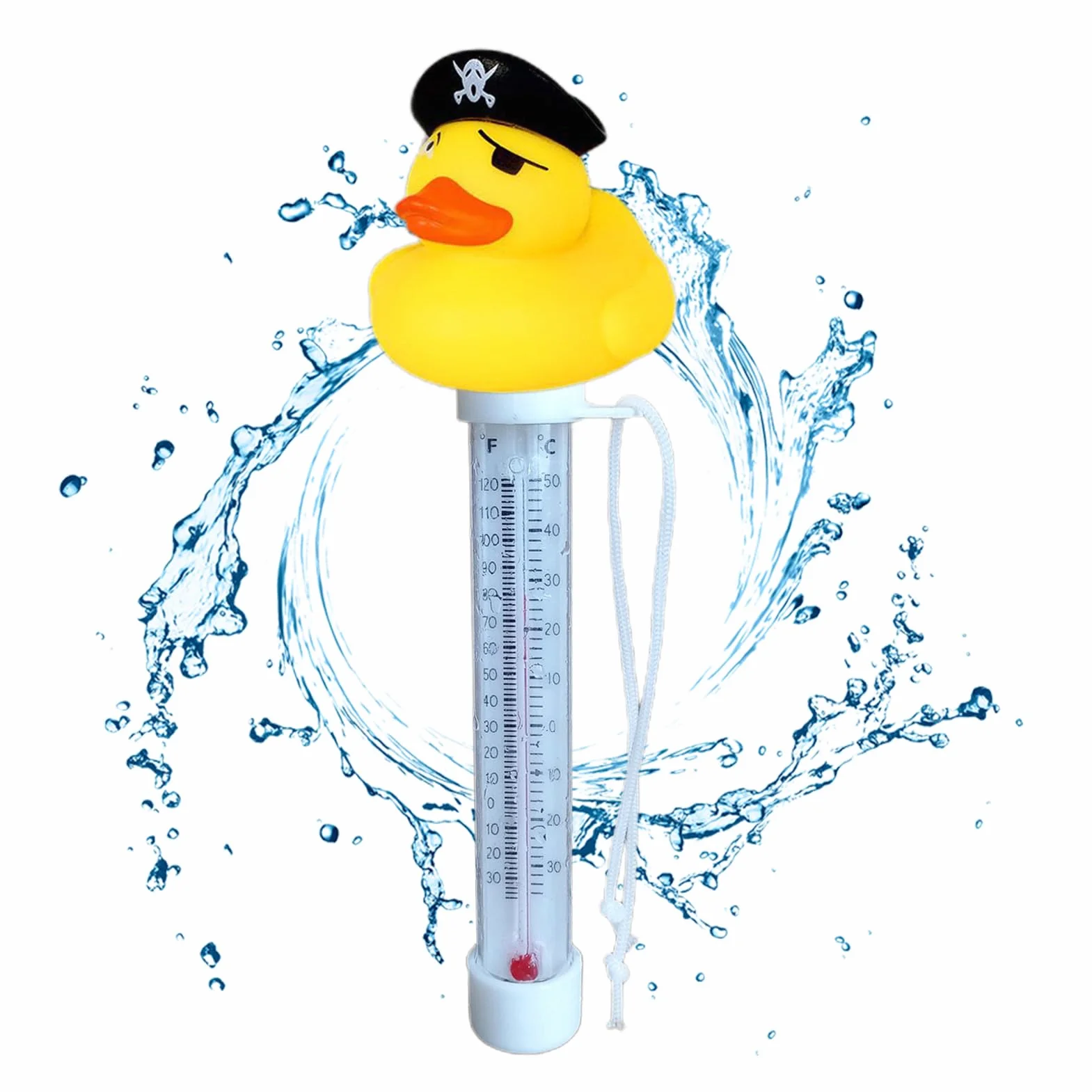 Genérico Termómetro Flotante para Piscinas, Medidor de Temperatura de Agua con Pato de Dibujos Animados, Resistente al Agua