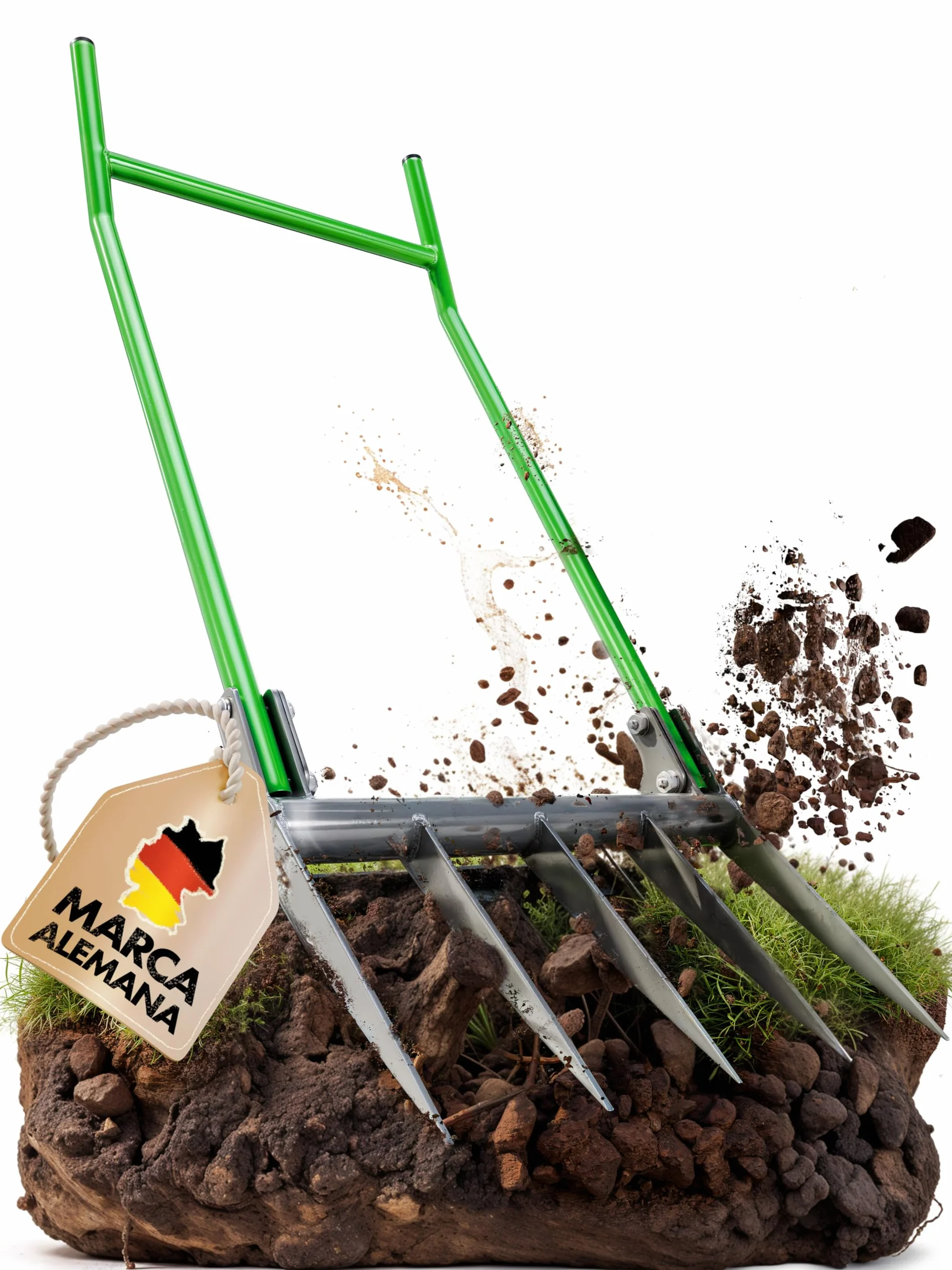 GARLINGO Horquilla de excavación 50 cm con estribo tenedor de jardín
