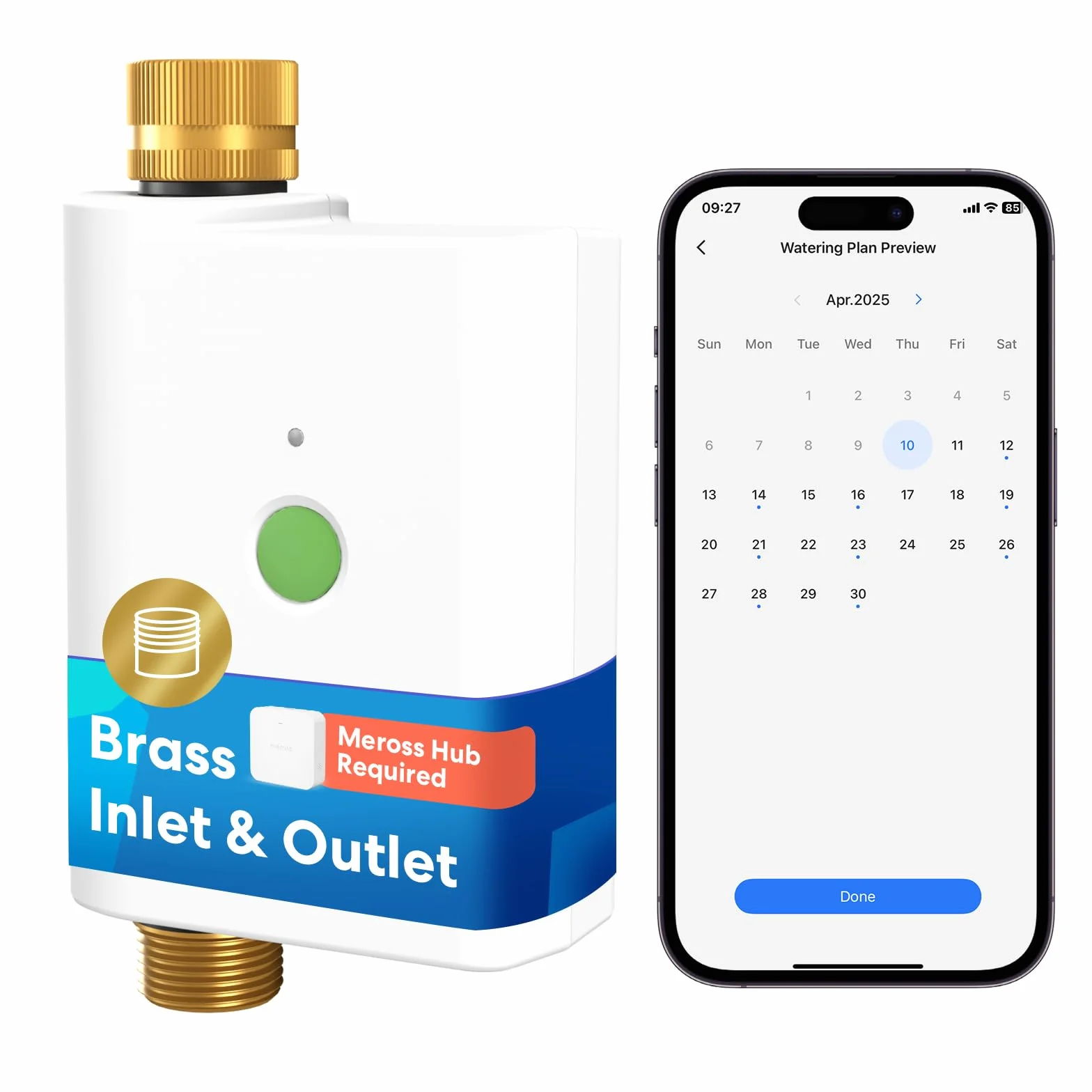 Meross MST100 Programador Riego WiFi Hub MSH450/MSH400 Requerido Riego Automatico Pausa Lluvia App HomeKit Alexa Google Home