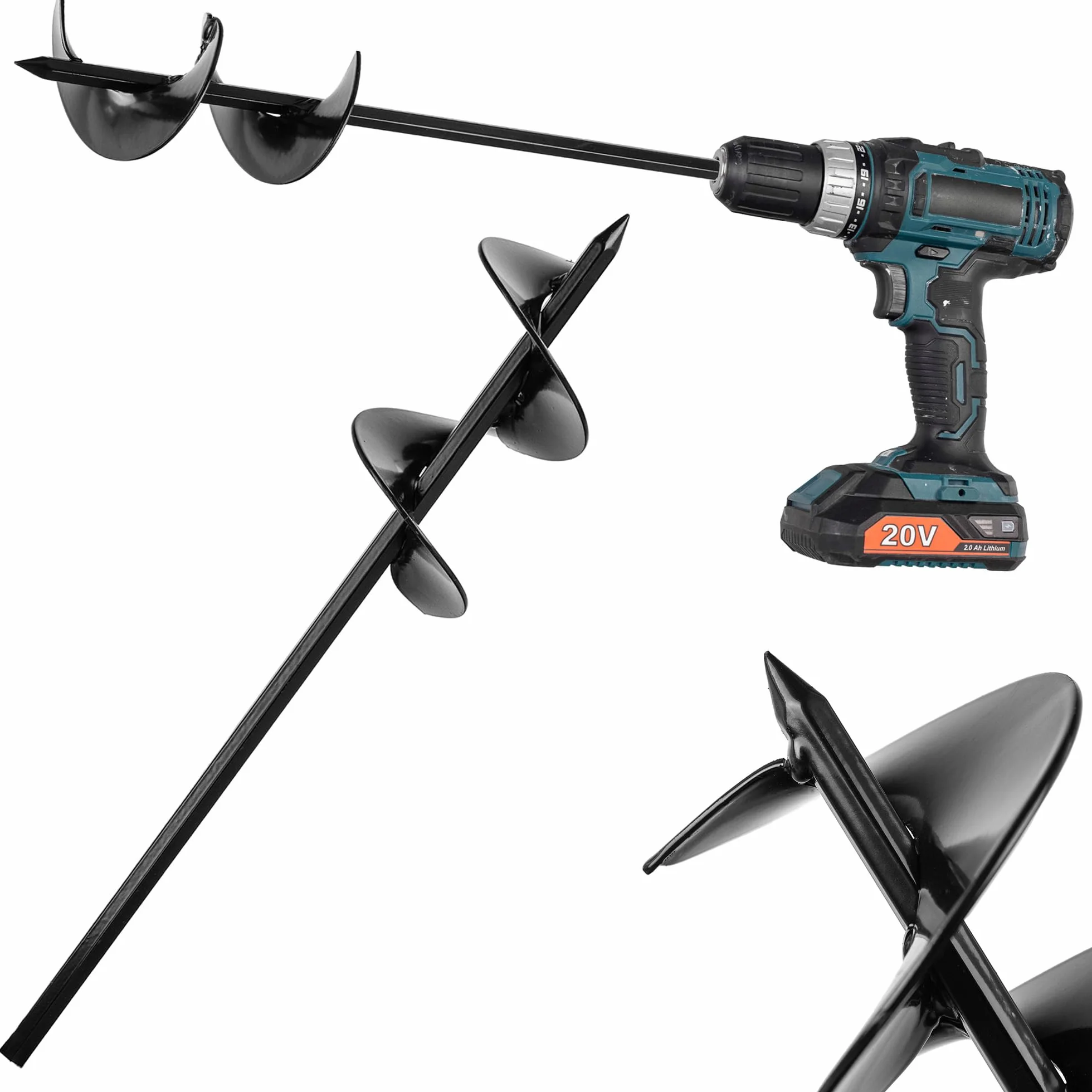 KADAX Broca de tierra 60 mm para taladro inalámbrico, taladro de jardín espiral