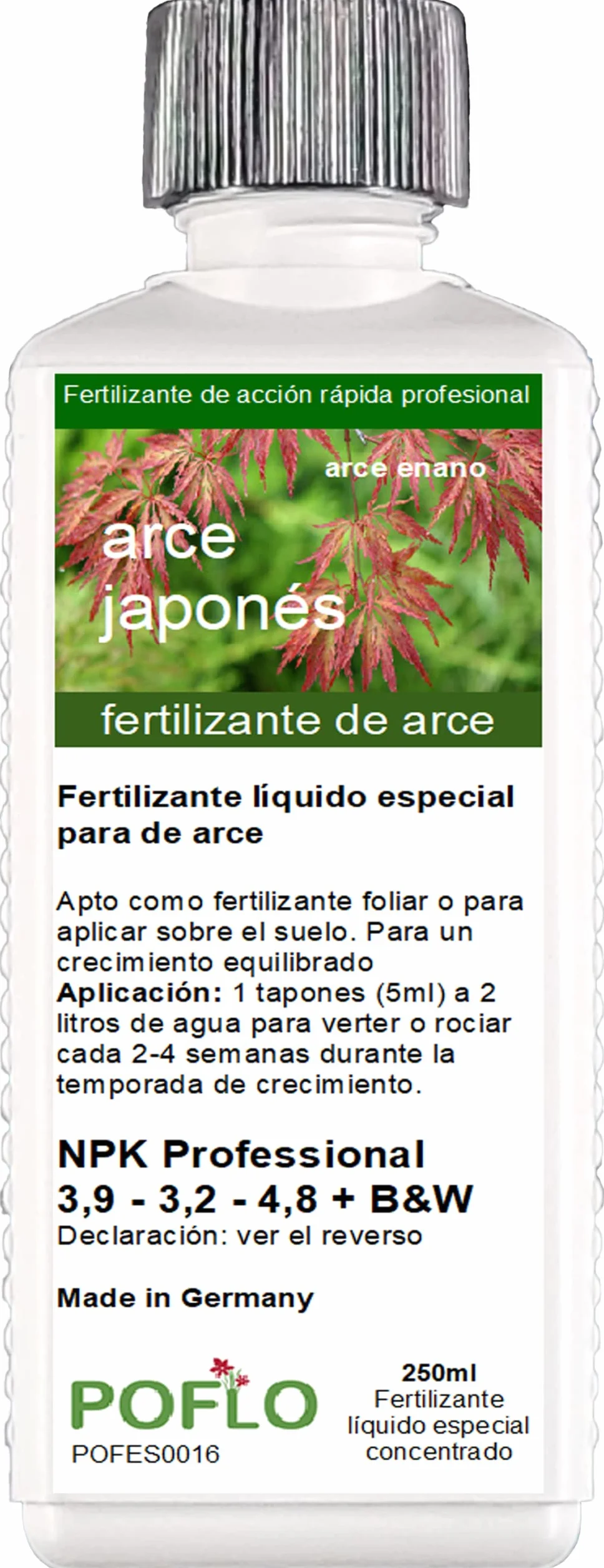Fertilizante líquido NPK para arce japonés palmeado rayado (250ml)