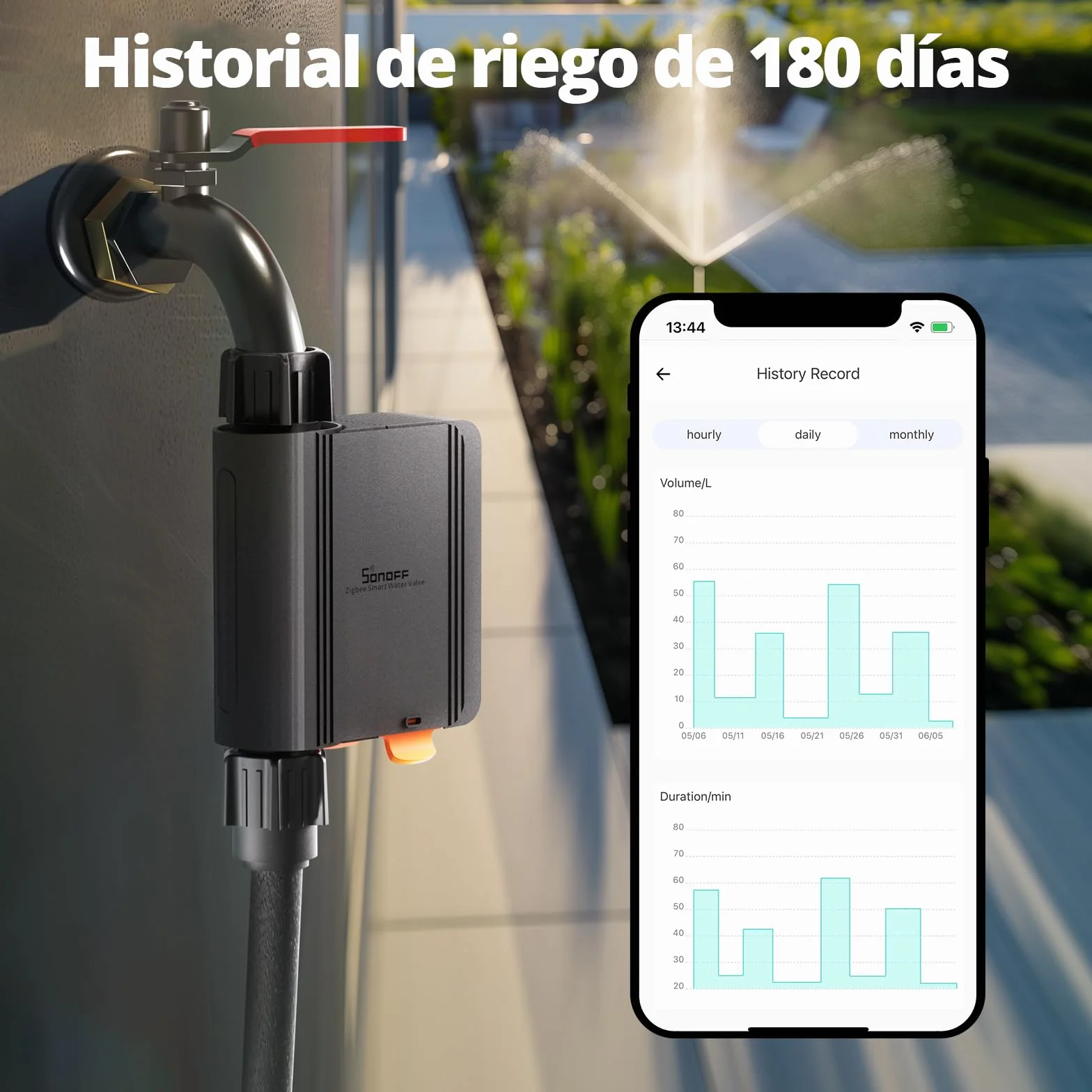 SONOFF Programador Riego Automatico Temporizador Jardín Riego Programado Racionado Mando Distancia Zigbee 3.0 Hub Compatible Alexa Google Home