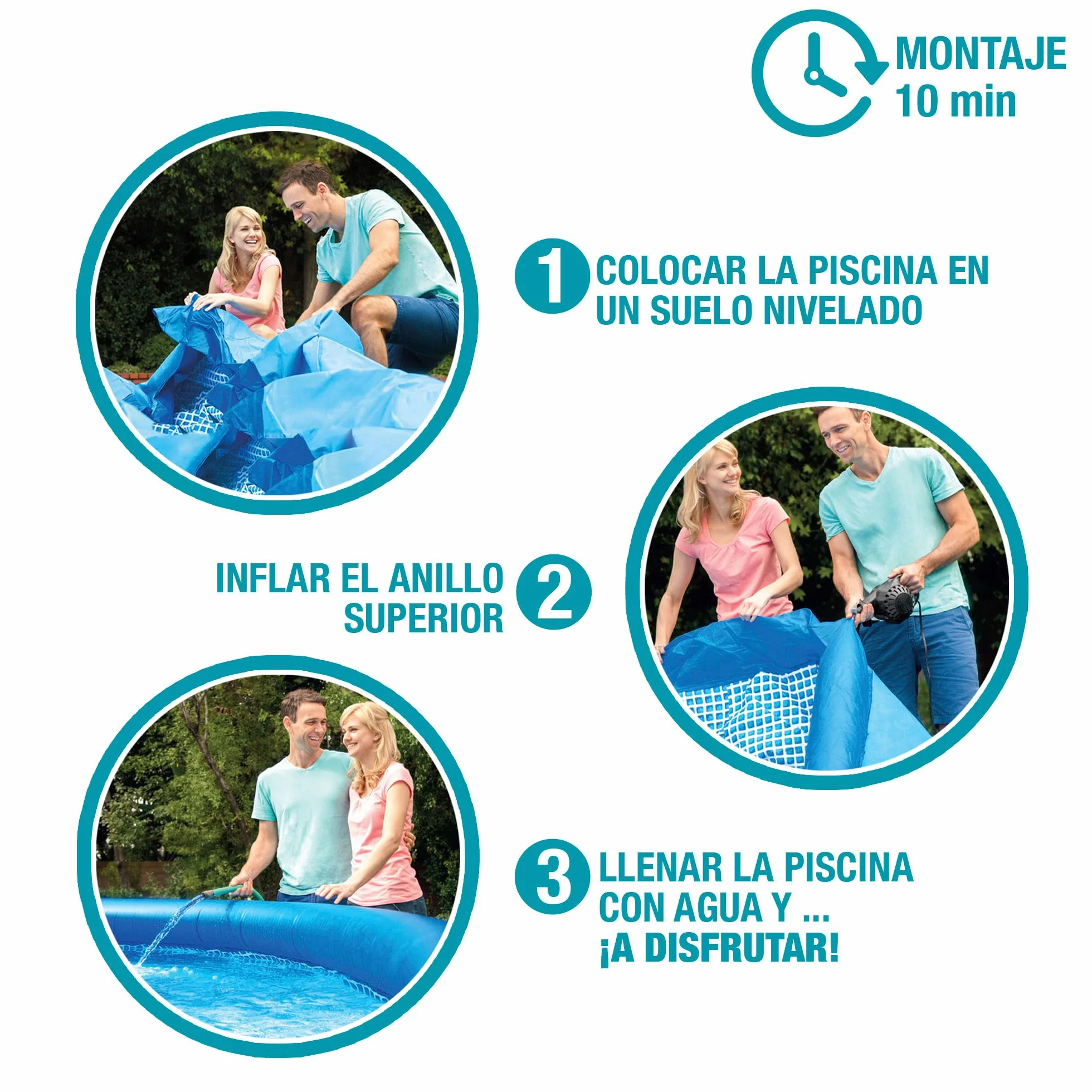 Intex Piscina Hinchable Redonda Ø244x61 cm 1.942 litros para 2 Personas