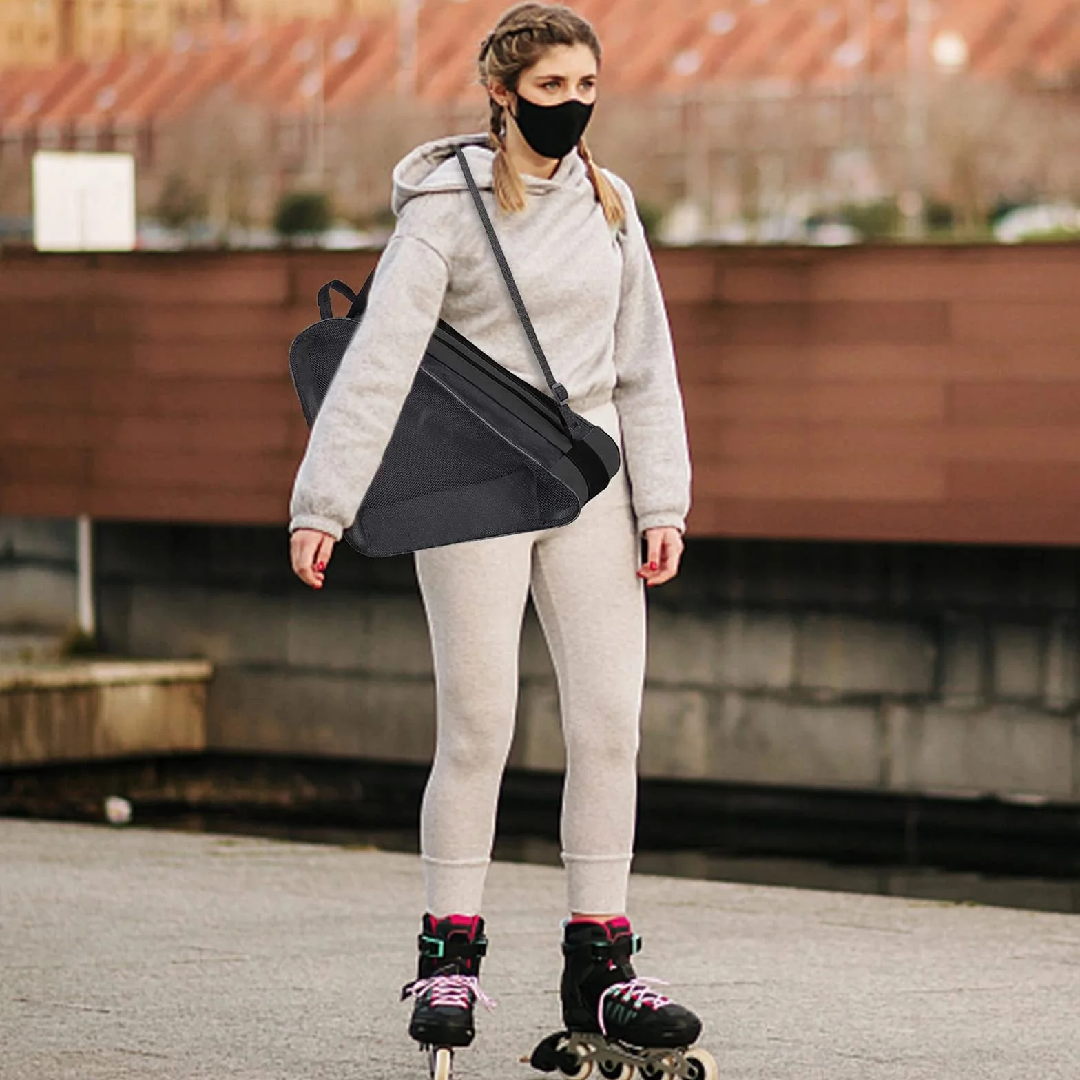 Bolsa para patines de esquí con correa ajustable unisex