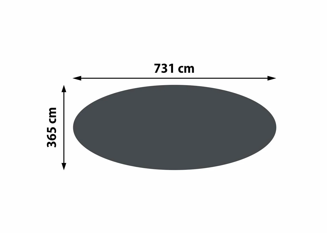 Cubierta solar para piscina 400 µm ovalada 7,31 x 3,65 m negro
