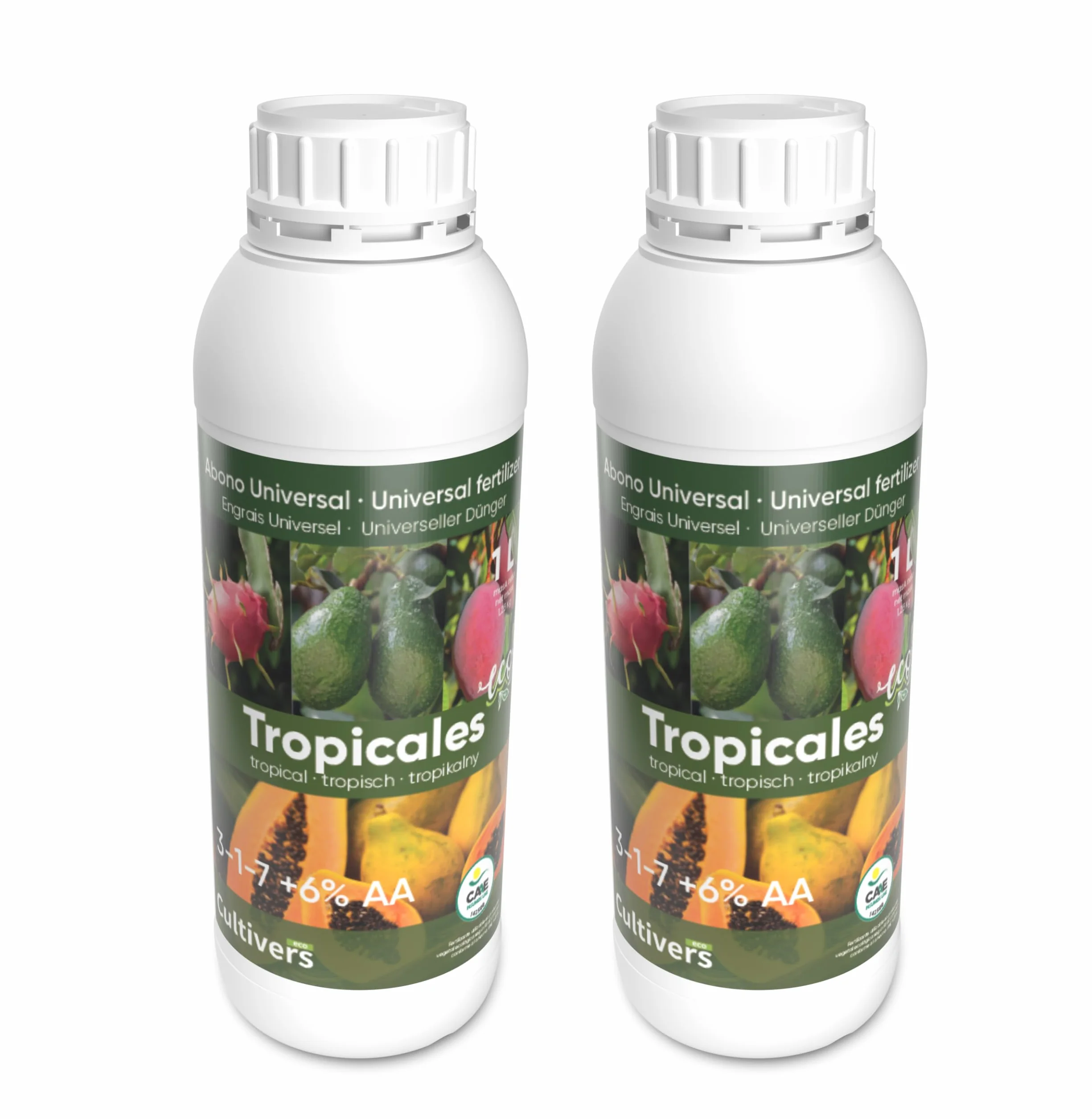 CULTIVERS Fertilizante Tropicales Líquido Ecológico 2x1L Abono Orgánico con Macronutrientes