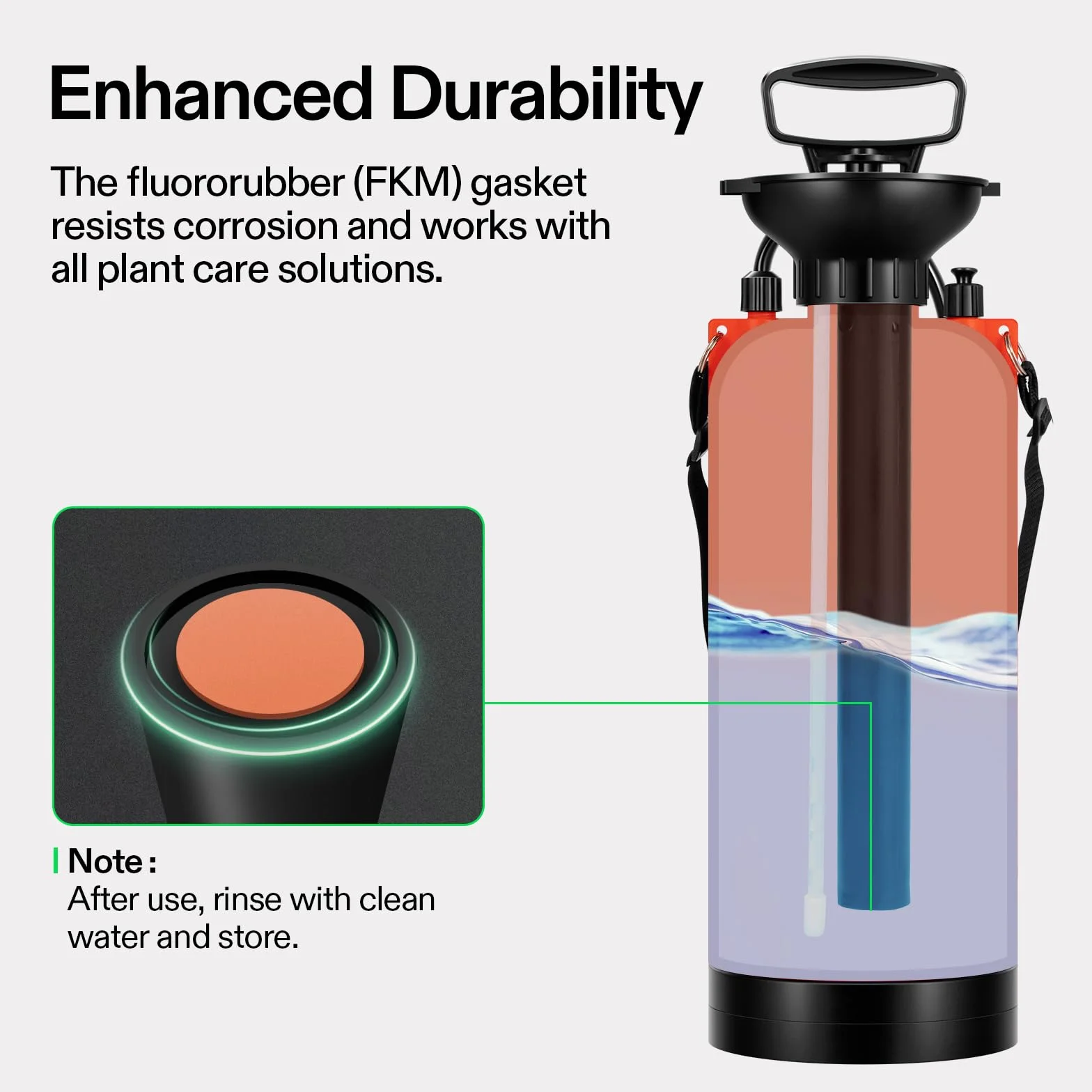 VIVOSUN Pulverizador Rociador de Presión de Bomba de 8L, con Correa para el Hombro y Boquilla Ajustable, para Riego de Plantas, Jardinería, Aplicación de Tratamientos y Limpieza Doméstica Naranja