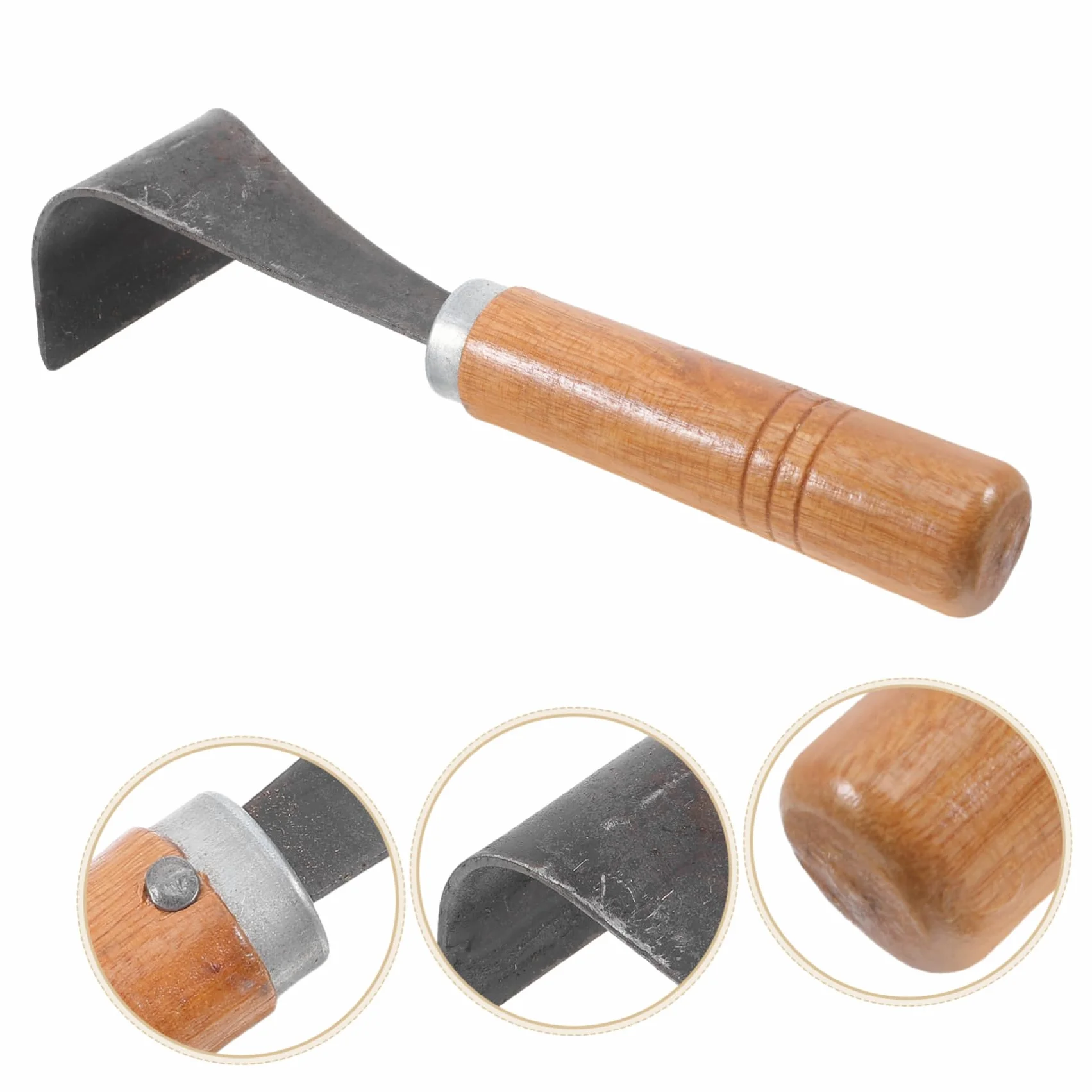 Kisangel Raspador de Corteza de Árbol de Acero Mango Ergonómico de Madera, Herramienta Práctica para Cortar Corteza y Uso en Deshierbe y Plantación de Verduras