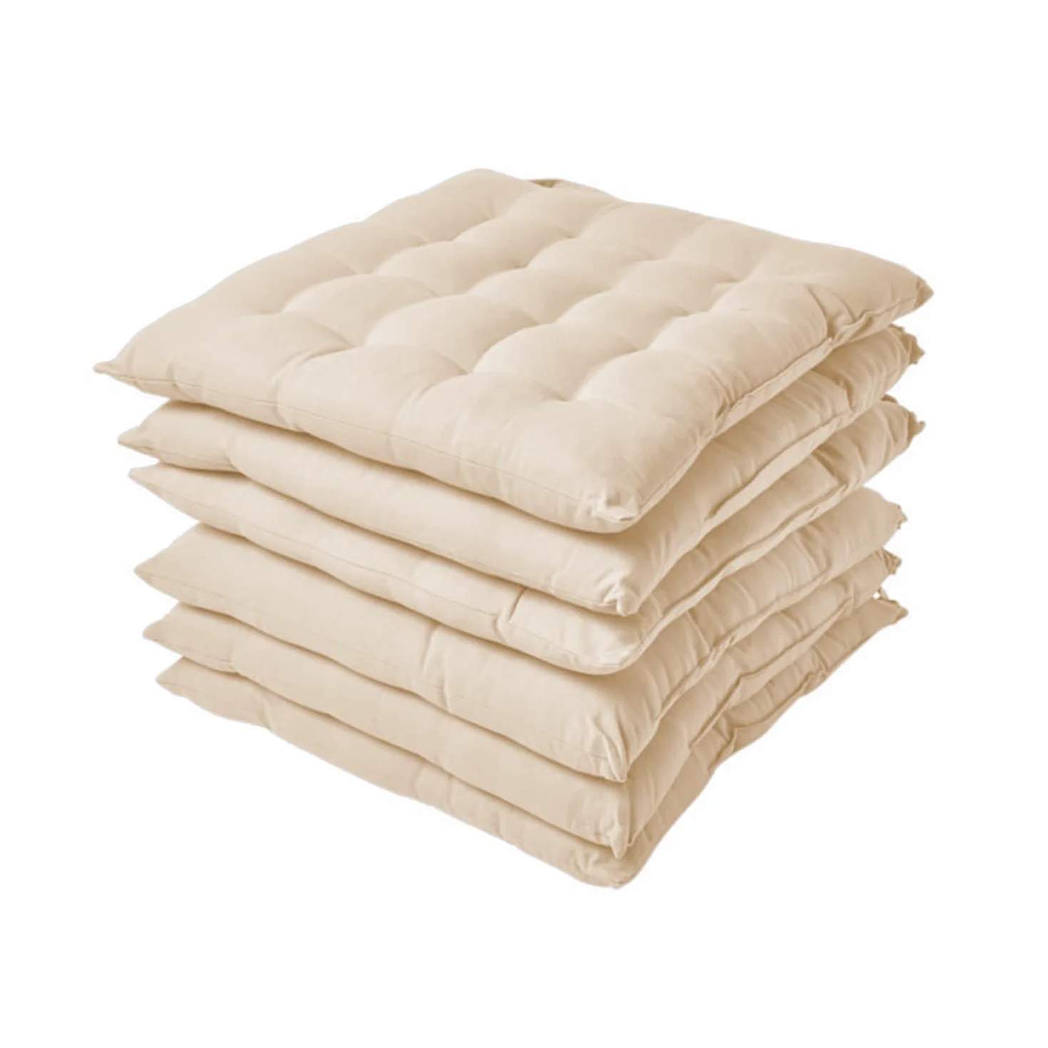 Cojín para Silla 40x40x5cm Beige 6 Unidades Imitación de Lino Fabricado en España