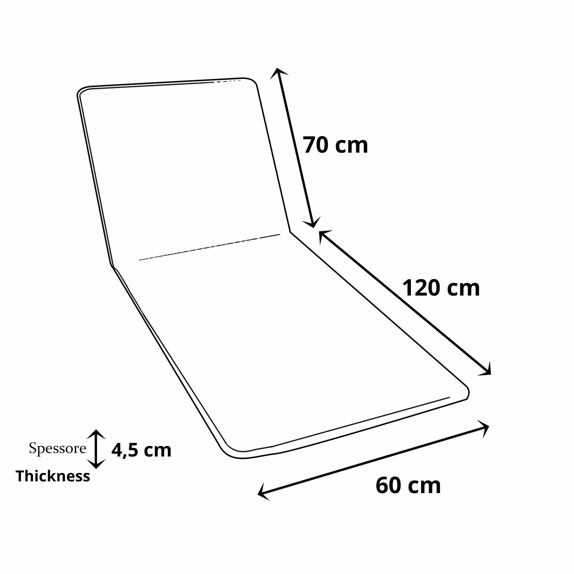 Cojín de Tela para Tumbona 190x60 cm 100% Algodón Blanco y Gris
