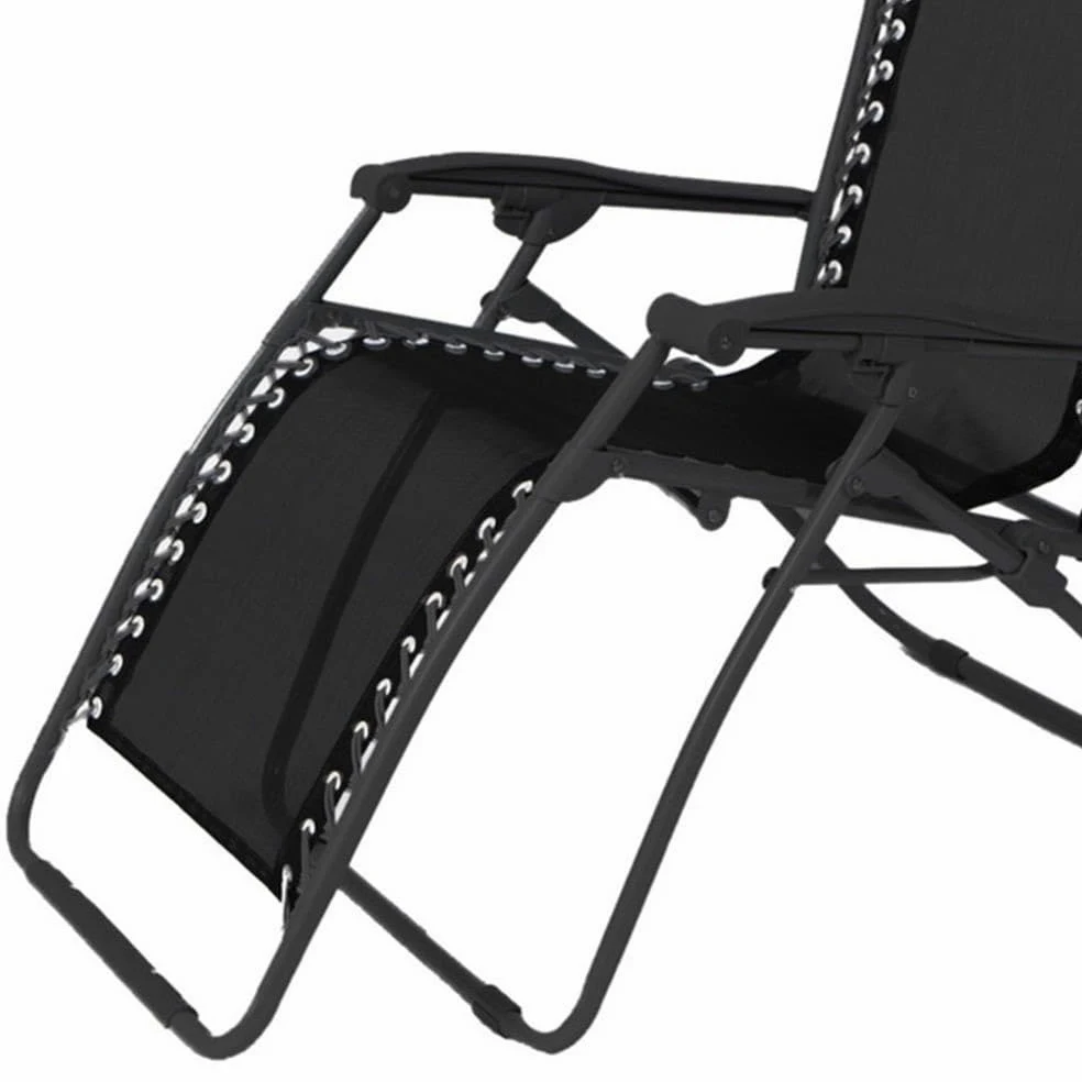LOLAhome Sillón Tumbona Gravedad Cero Negro, Textileno Alta Resistencia | Reclinable con Bloqueo de Seguridad y Ligeras Acero, de 95x65x106 cm, Para Exterior, Jardín, Terraza, Piscina.