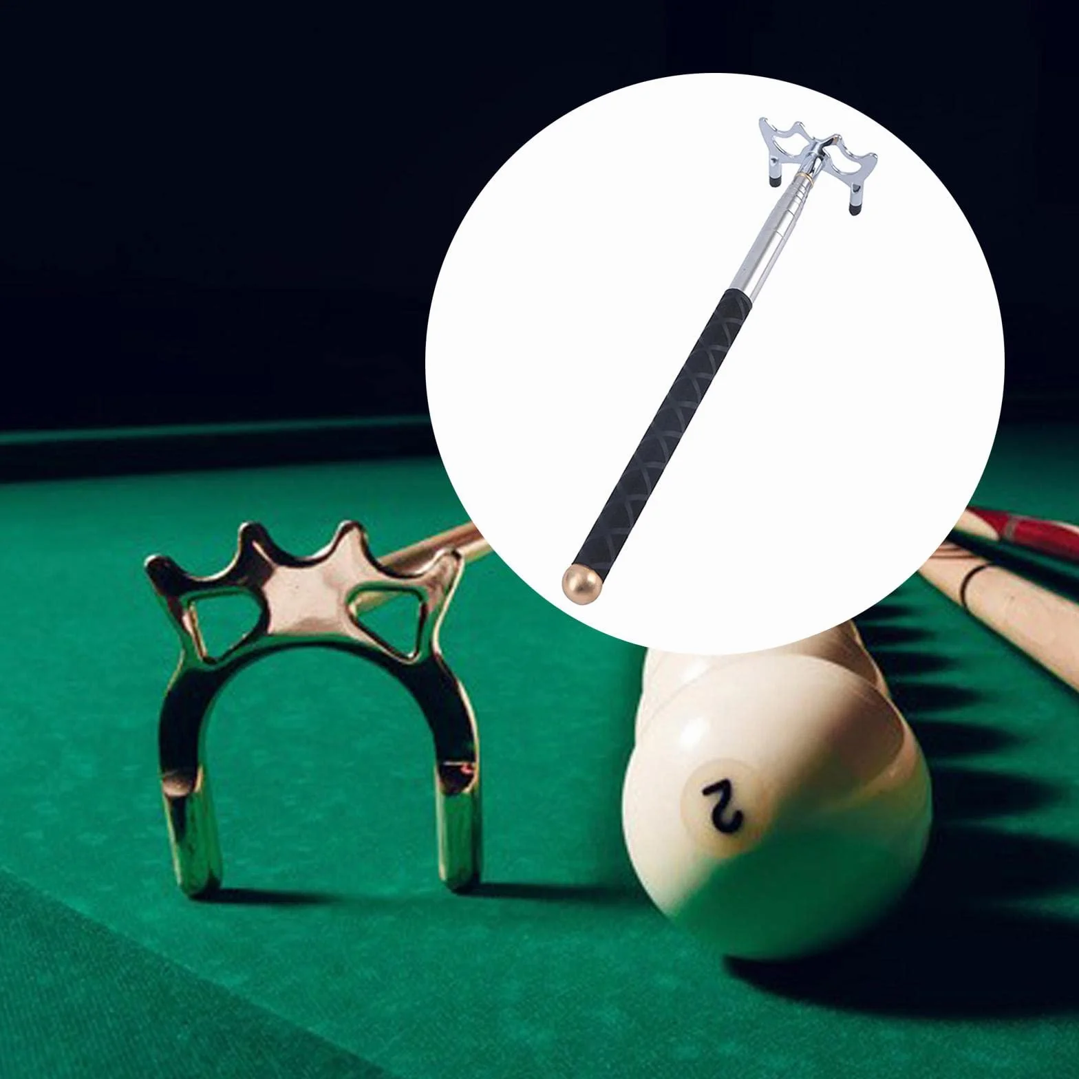 Fityle Puente de billar desmontable latón accesorios palo retráctil mesa snooker juego competición