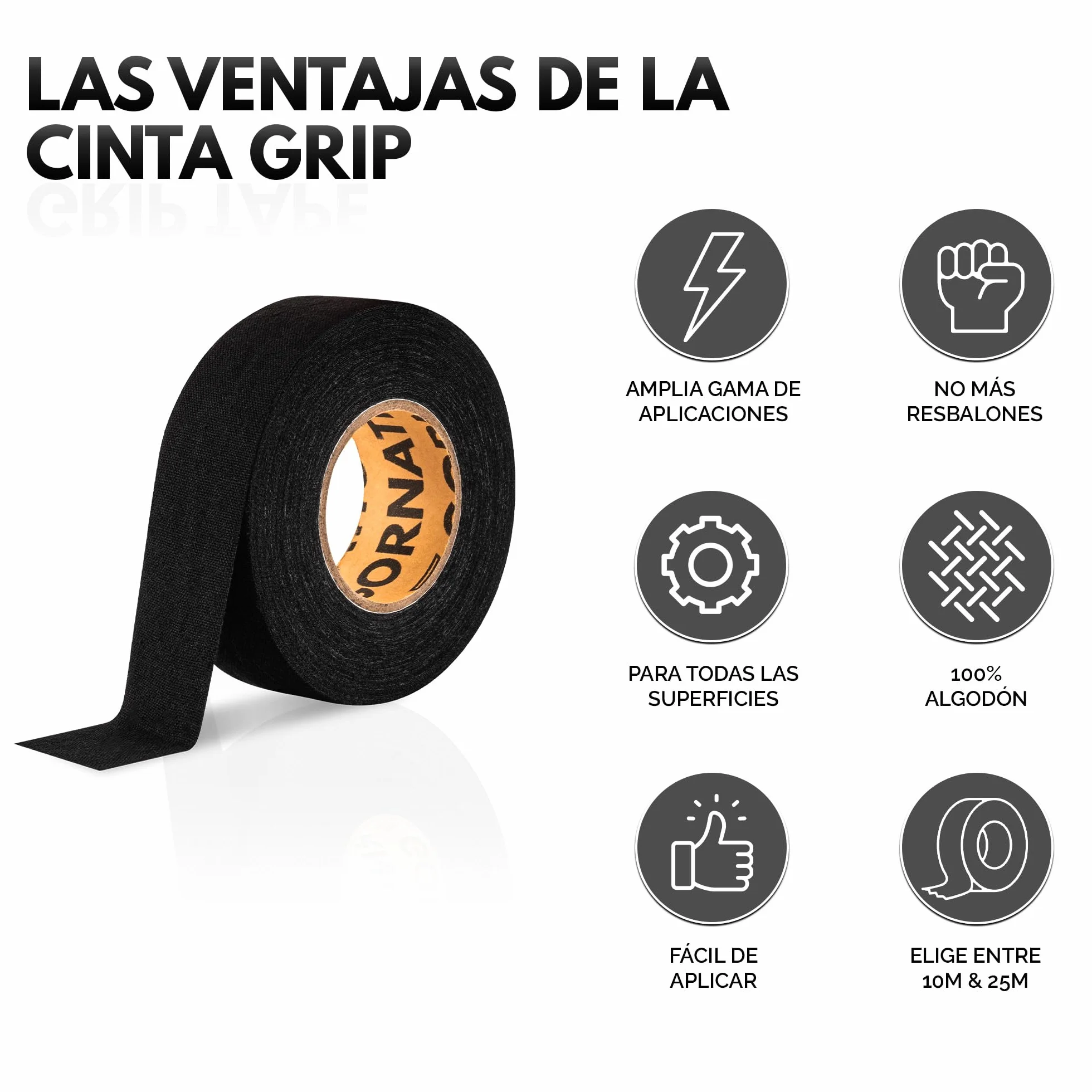 GORNATION Cinta de Agarre Antideslizante para Mancuernas, Anillas y Barras de Dominadas