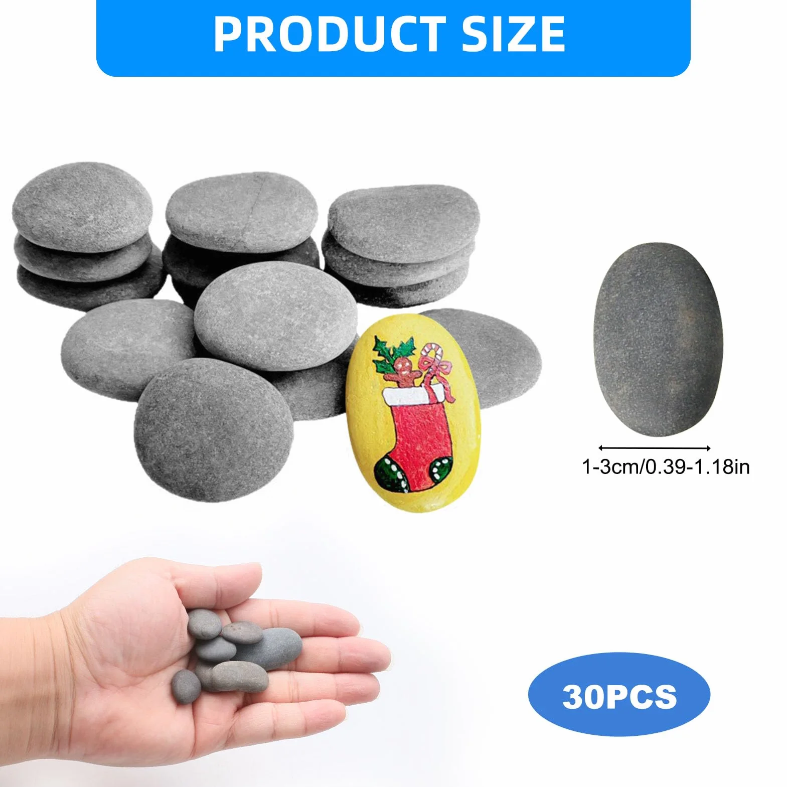 Piedras para pintar planas 1-3 cm, guijarros decoración jardín acuario regalo