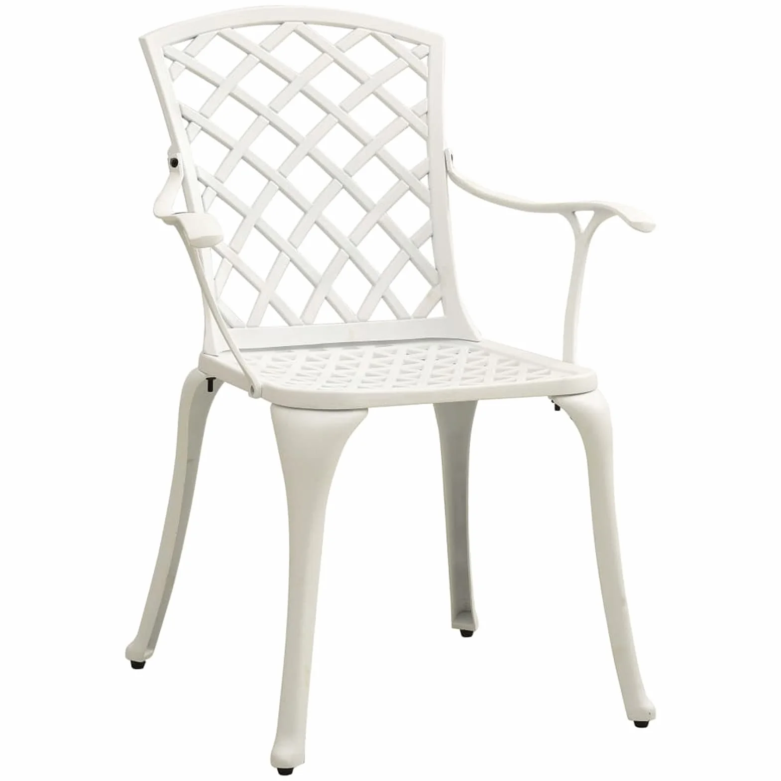 5 Piezas Bistro Set Mesa y Sillas Aluminio Fundido Blanco Jardin