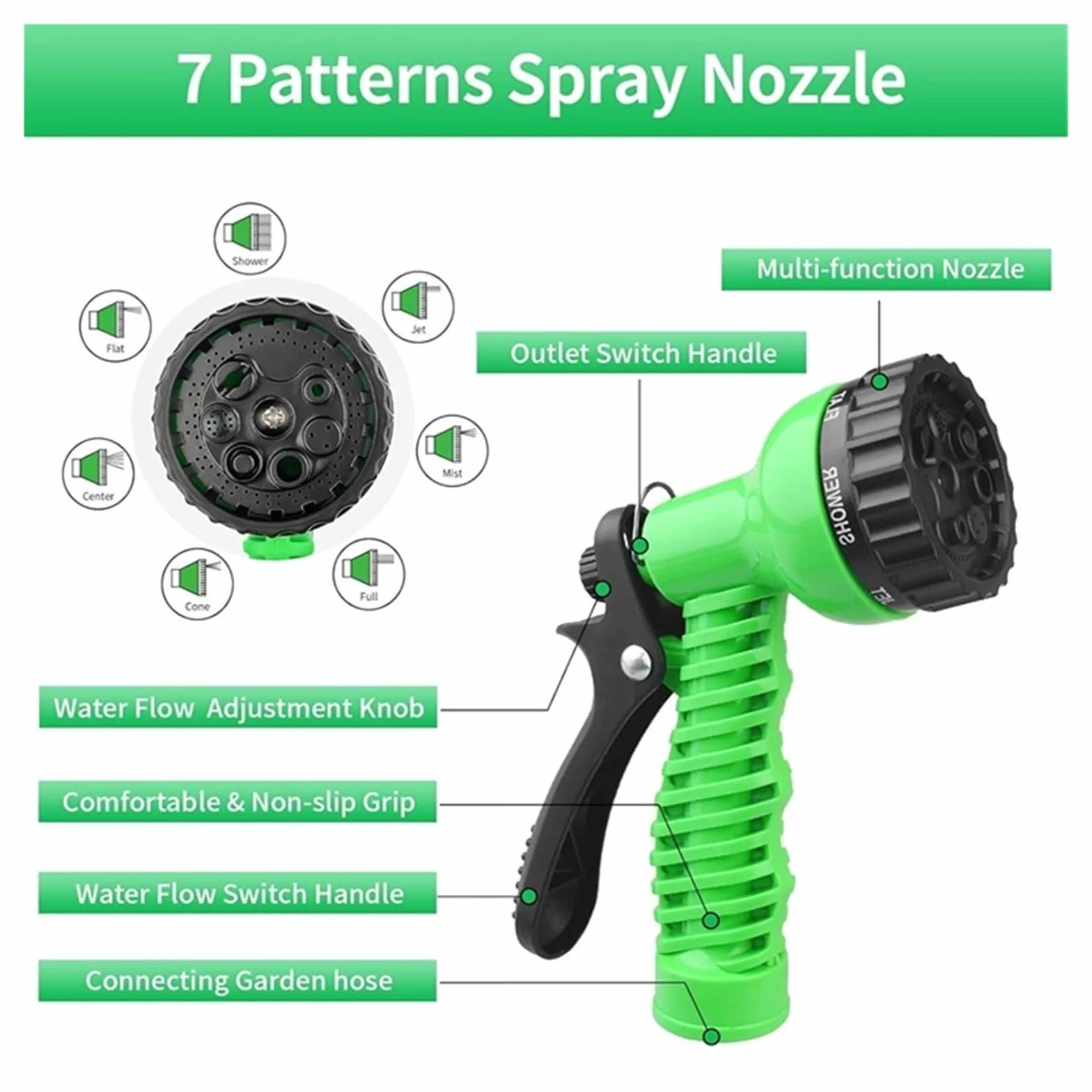 Juego de mangueras de jardín extensibles Pistola de limpieza a alta presión for manguera de jardín, modo de tuberías de agua mágicas for el hogar, herramienta de lavado de autos con pulverización de a