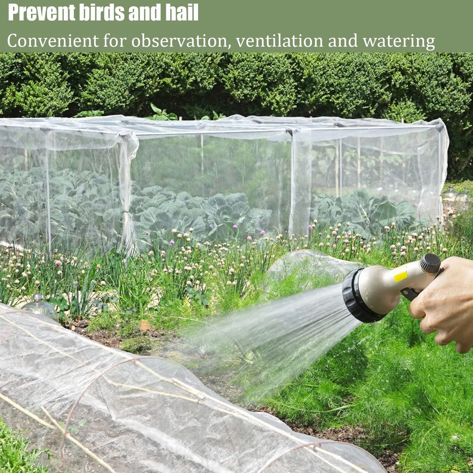 Red de protección para jardín, malla duradera antigranizo, antipájaros para plantas, verduras y árboles frutales, barrera versátil contra plagas y clima